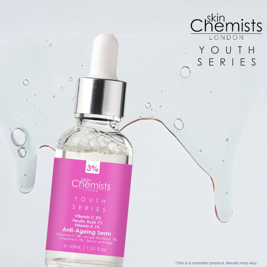 Anti-Aging-Serum der Youth Series mit 3 % Vitamin C, 1 % Ferulasäure und 1 % Vitamin E, 30 ml