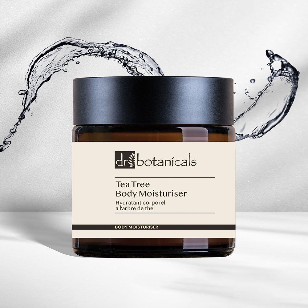 Gommage visage à l'arbre à thé, Crème hydratante jour et nuit à la lavande et à la vitamine C, Crème hydratante corps à l'arbre à thé