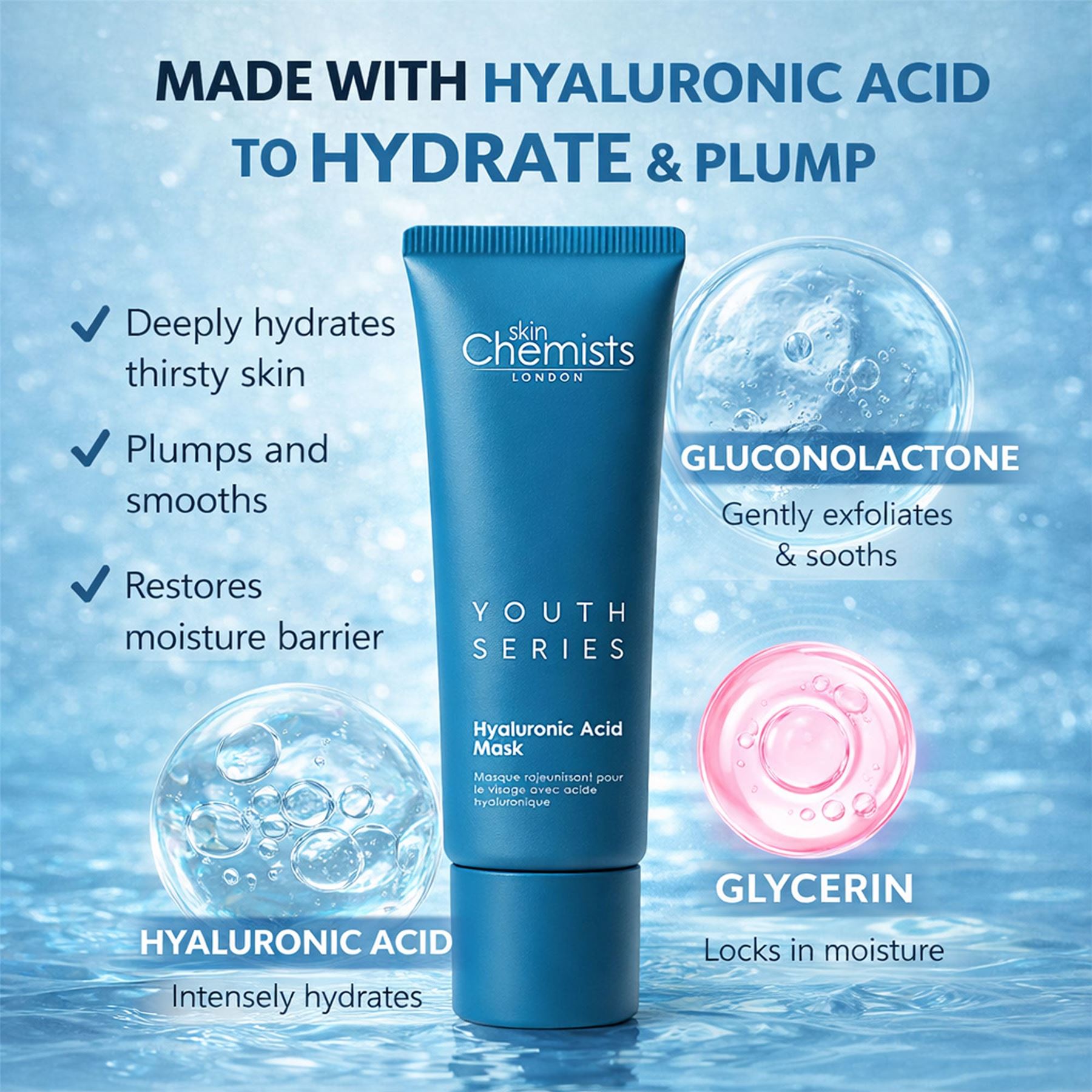 skinChemists 1% Hyaluronsäure-Maske 50ml