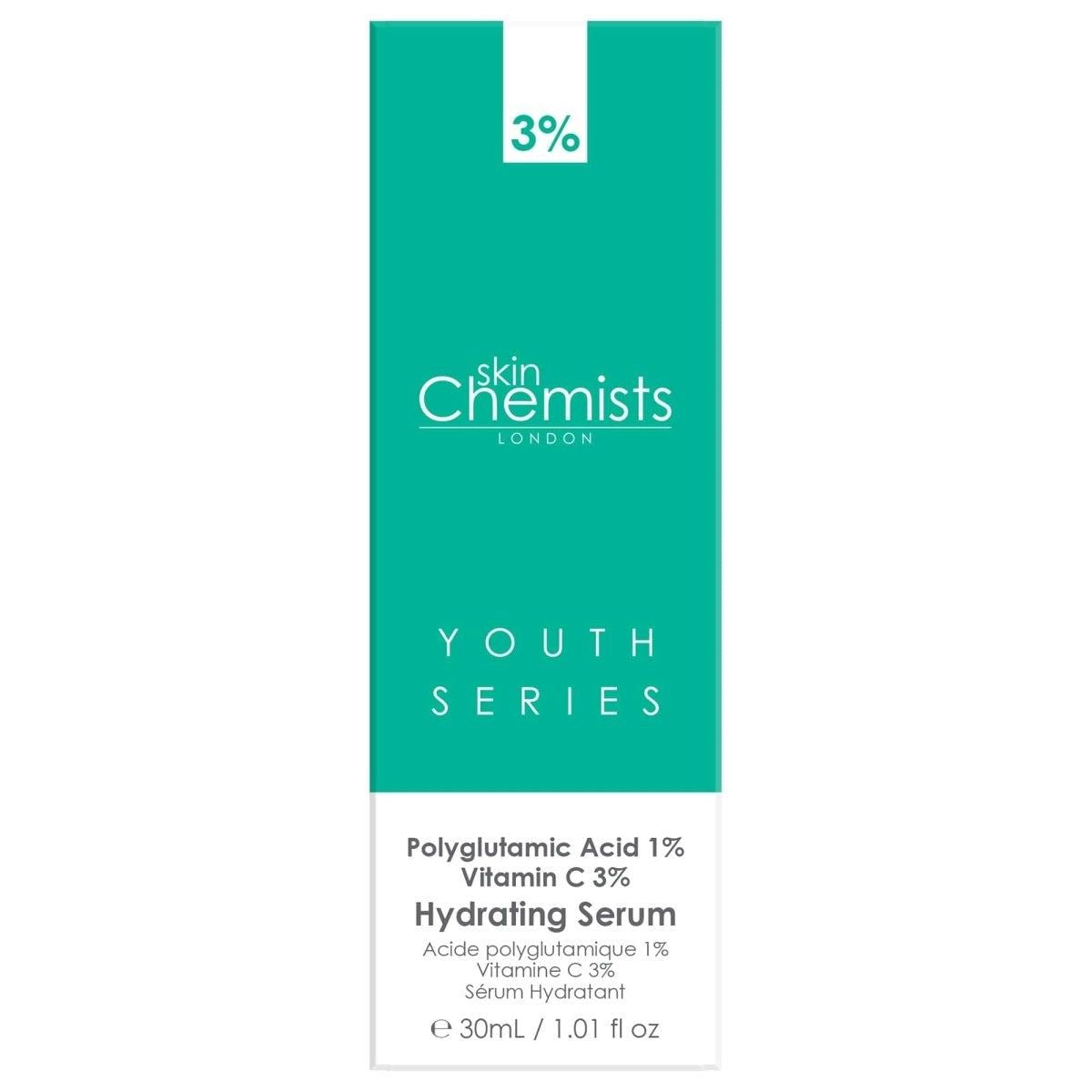 Youth Series Feuchtigkeitsserum mit 1 % Polyglutaminsäure und 3 % Vitamin C, 30 ml