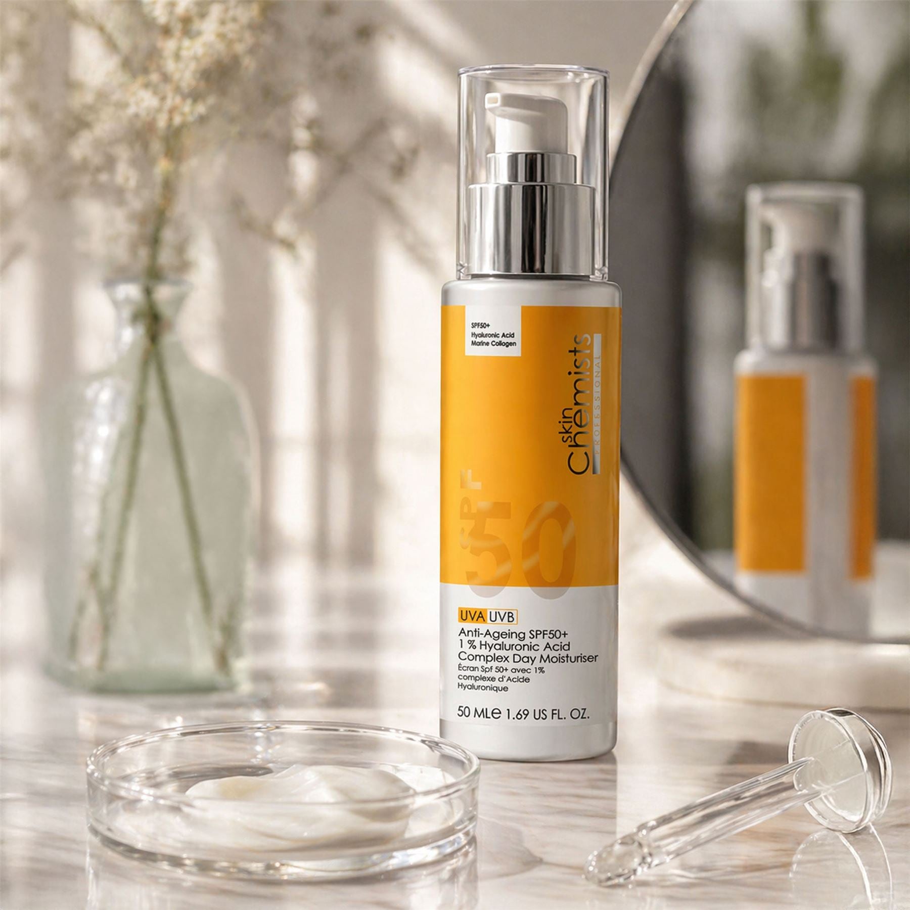 Anti-Aging Tagescreme mit LSF 50, 1 % Hyaluronsäure, 50 ml