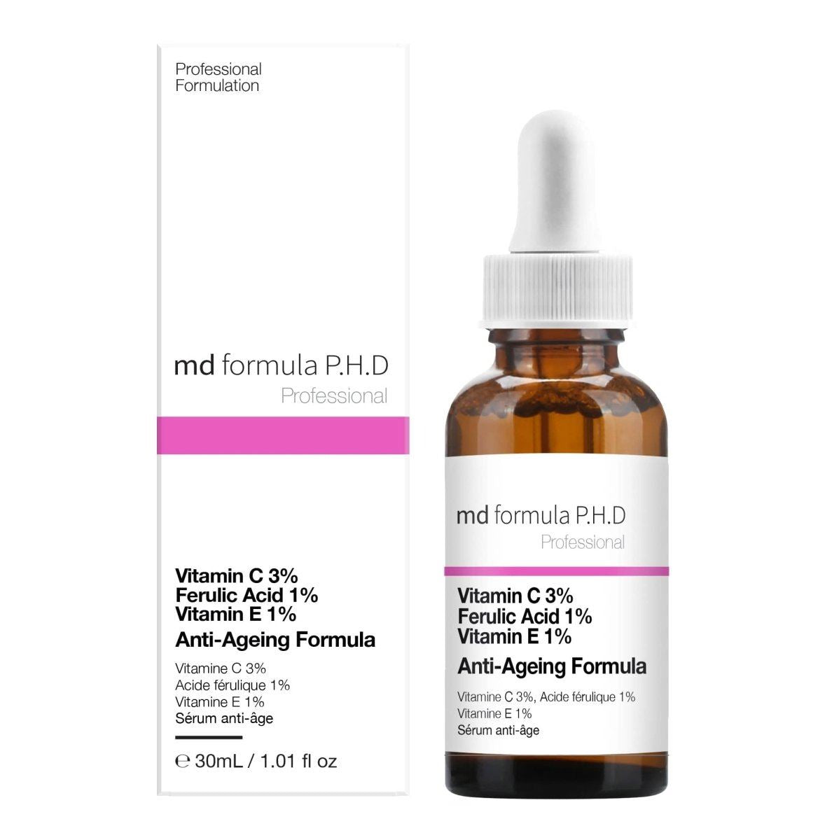 Sérum anti-âge Vitamine C 3 %, Acide férulique 1 %, Vitamine E 1 % 30 ml