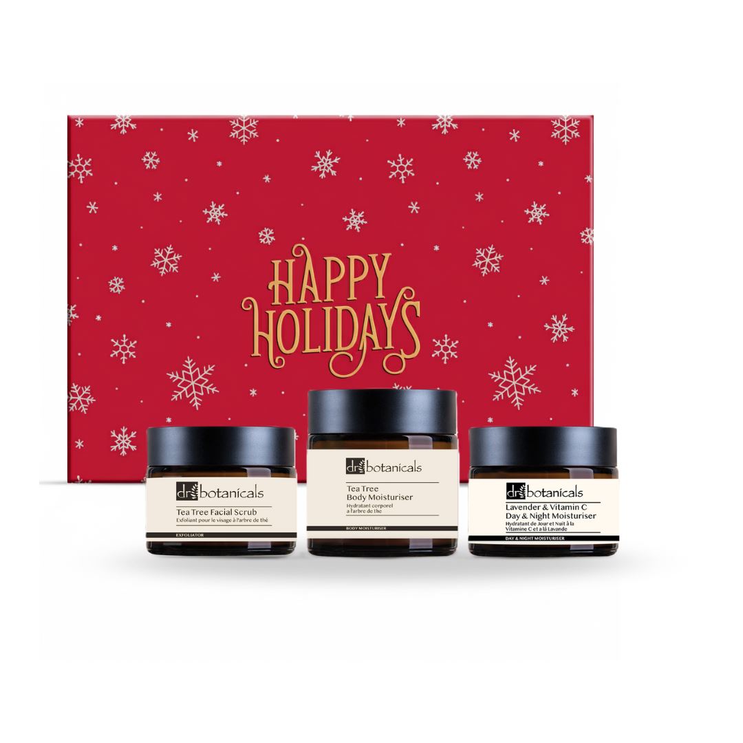 Teebaum-Gesichtspeeling, Lavendel & Vitamin C, Tages- & Nachtcreme, Teebaum-Körpercreme