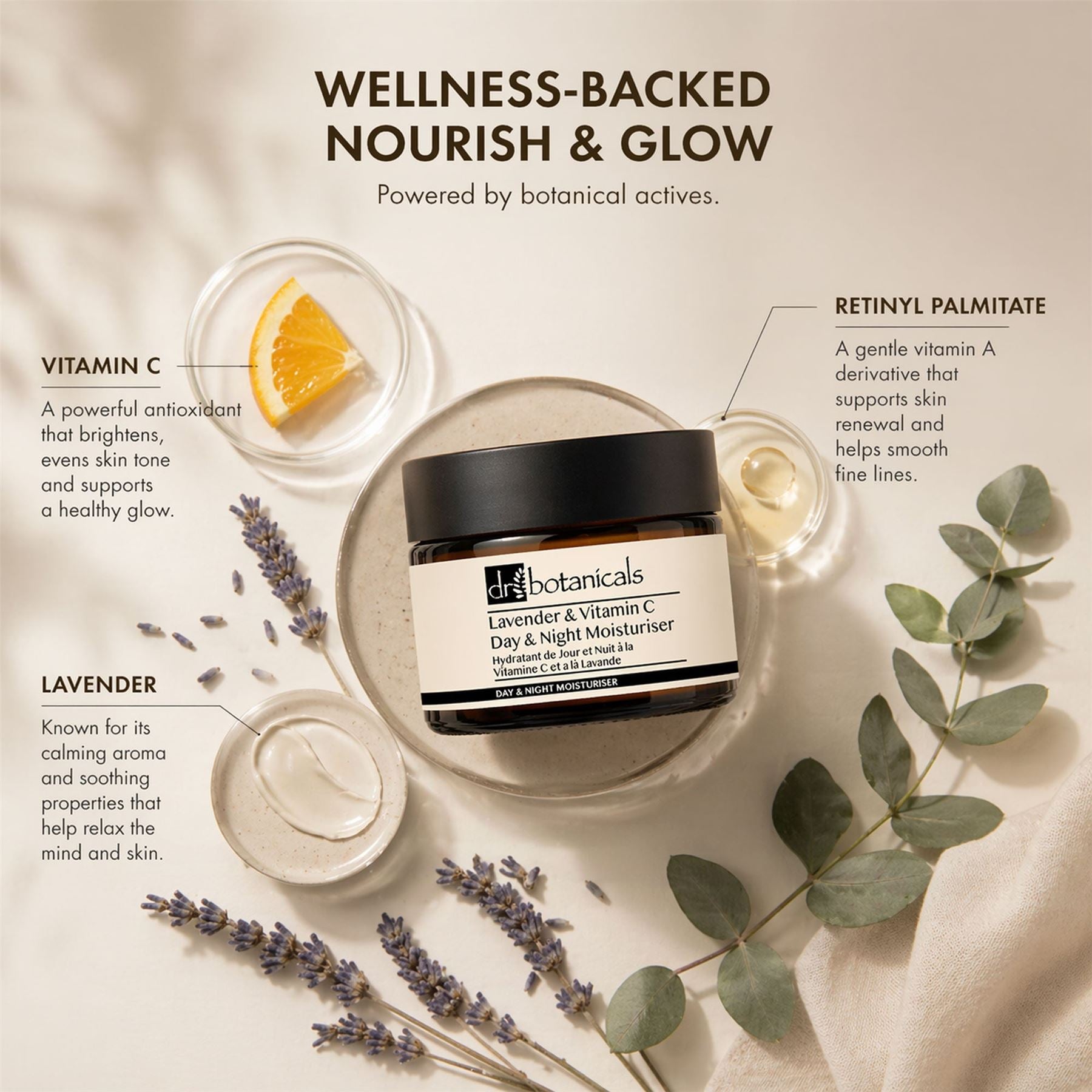 Crème hydratante jour et nuit à la lavande et à la vitamine C 50 ml