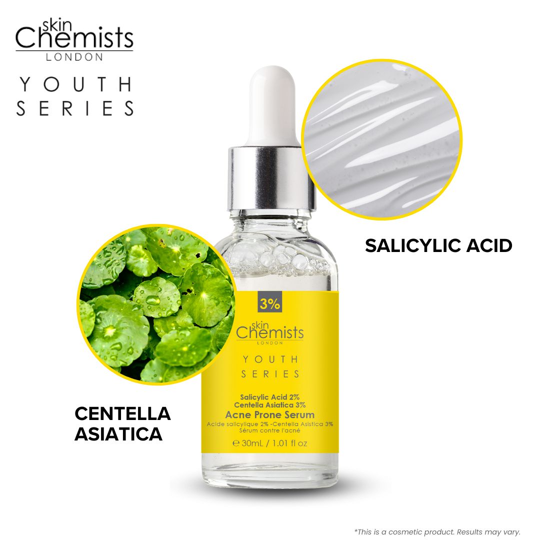 Youth Series Akne-Serum mit 2 % Salicylsäure und 3 % Centella Asiatica, 2 x 30 ml (Doppelpackung)