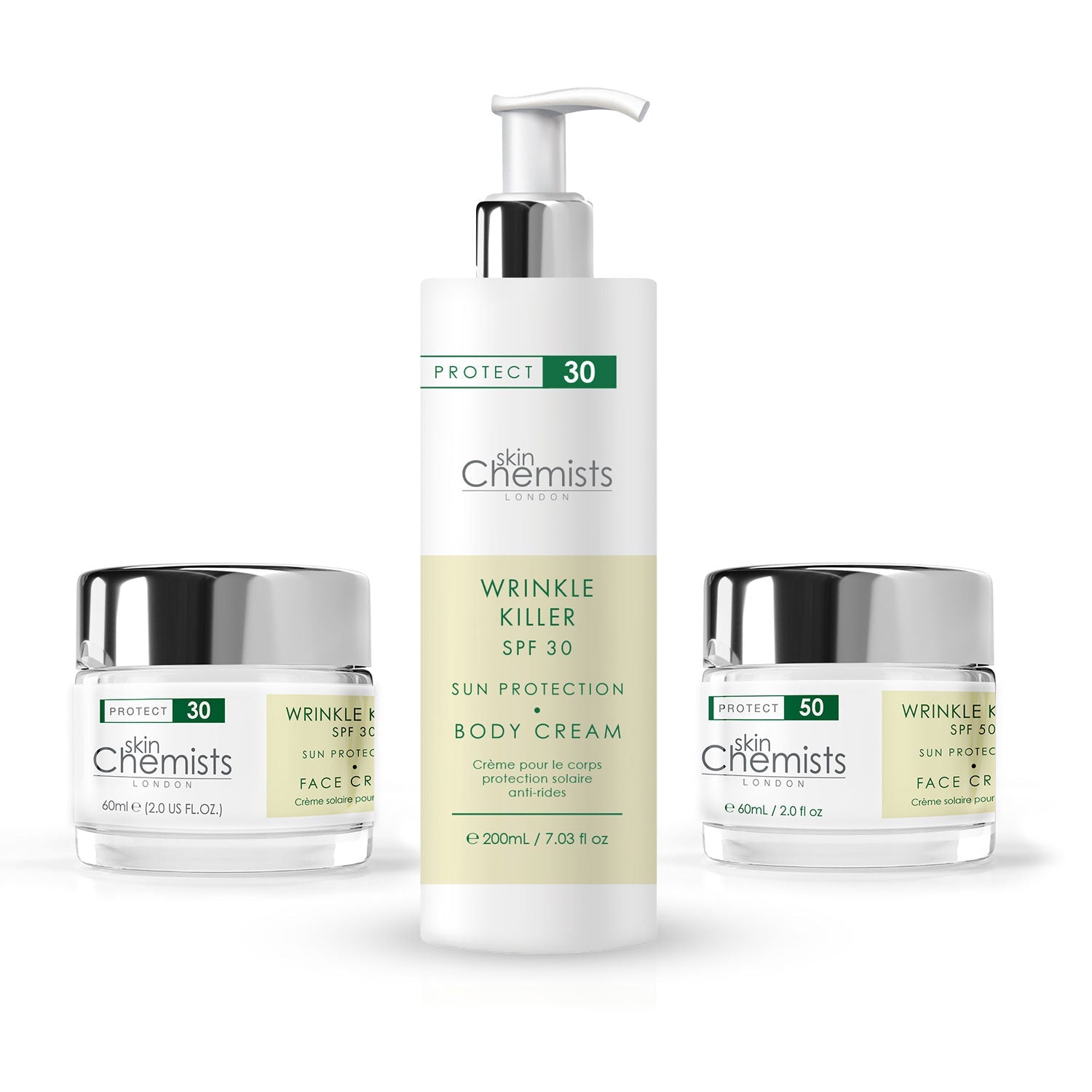 Faltenbekämpfende Körpercreme & Tagescreme mit LSF 50 + 30