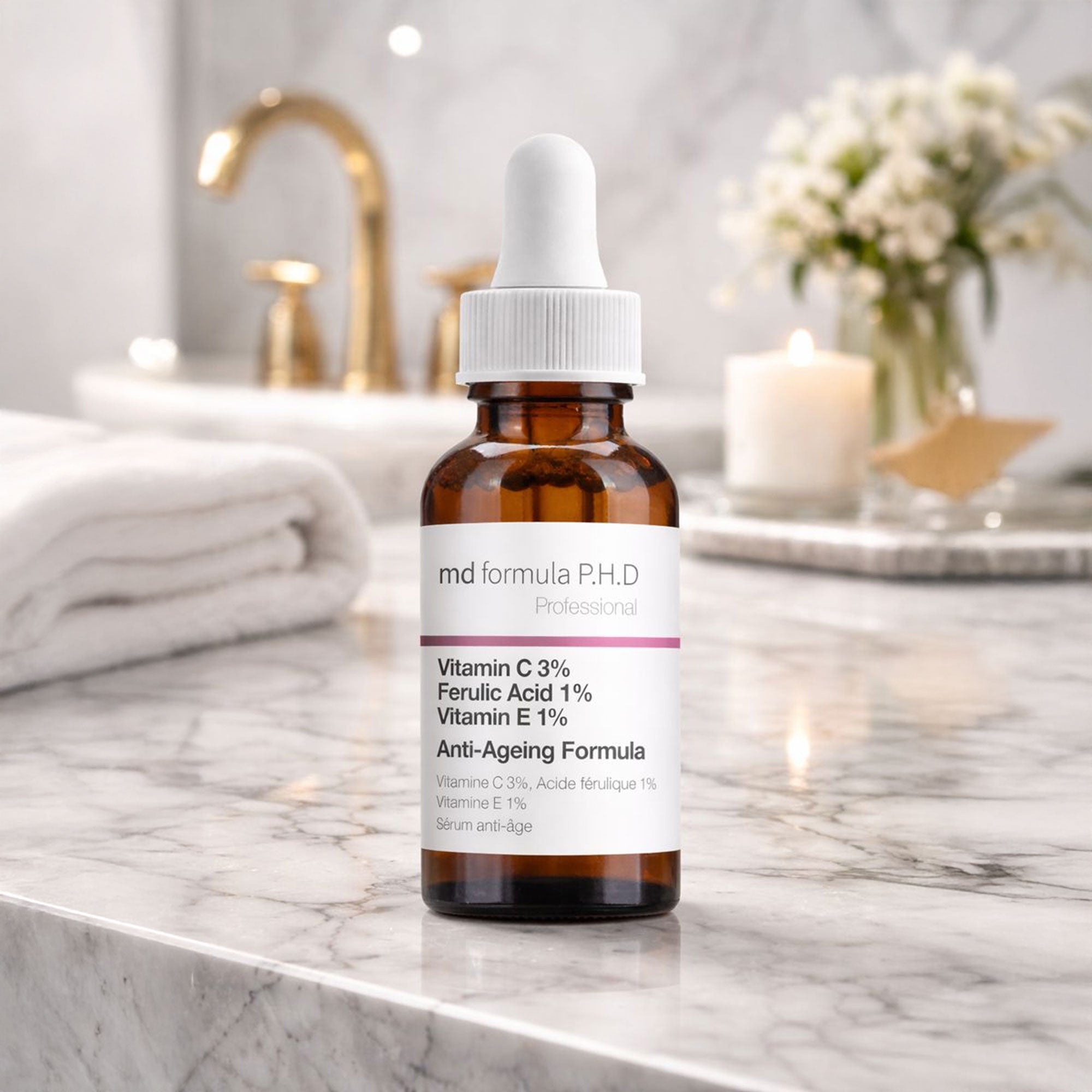 Anti-Aging-Serum mit 3 % Vitamin C, 1 % Ferulasäure und 1 % Vitamin E, 30 ml