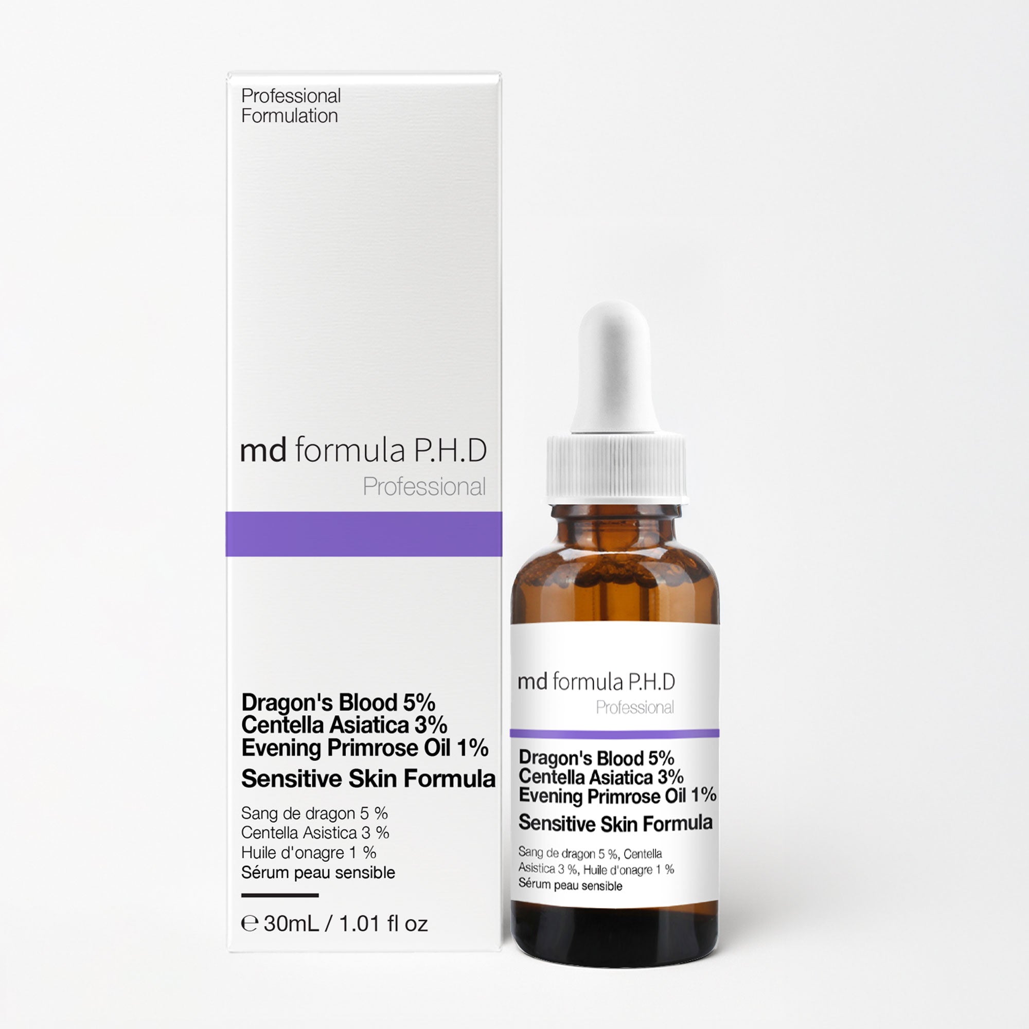 Sérum pour peaux sensibles à base de sang de dragon 5 %, de centella asiatica 3 %, d'huile d'onagre 1 % (30 ml)