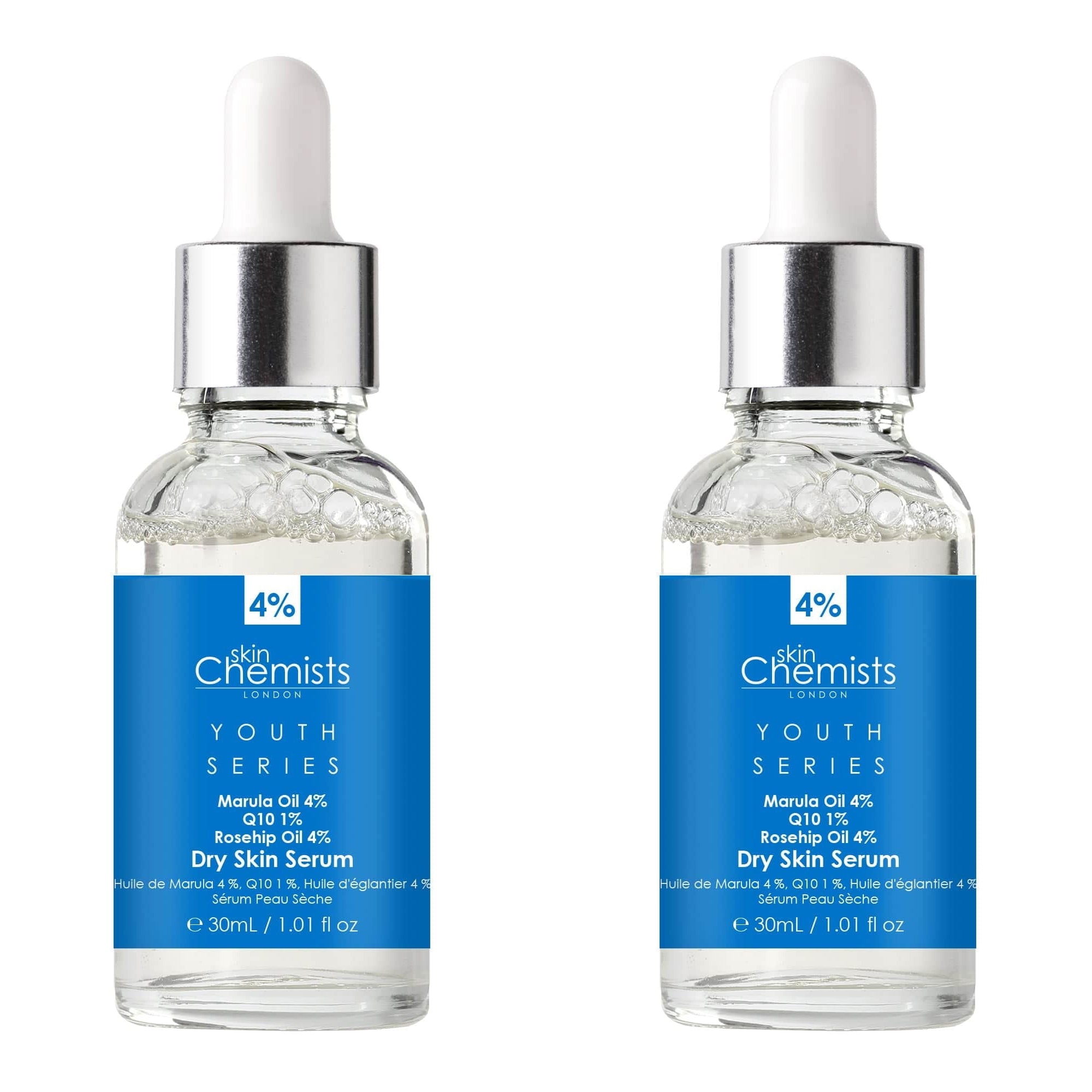 Youth Series Serum für trockene Haut mit Marulaöl 4 %, Q10 1 %, Hagebuttenöl 4 %, 2 x 30 ml