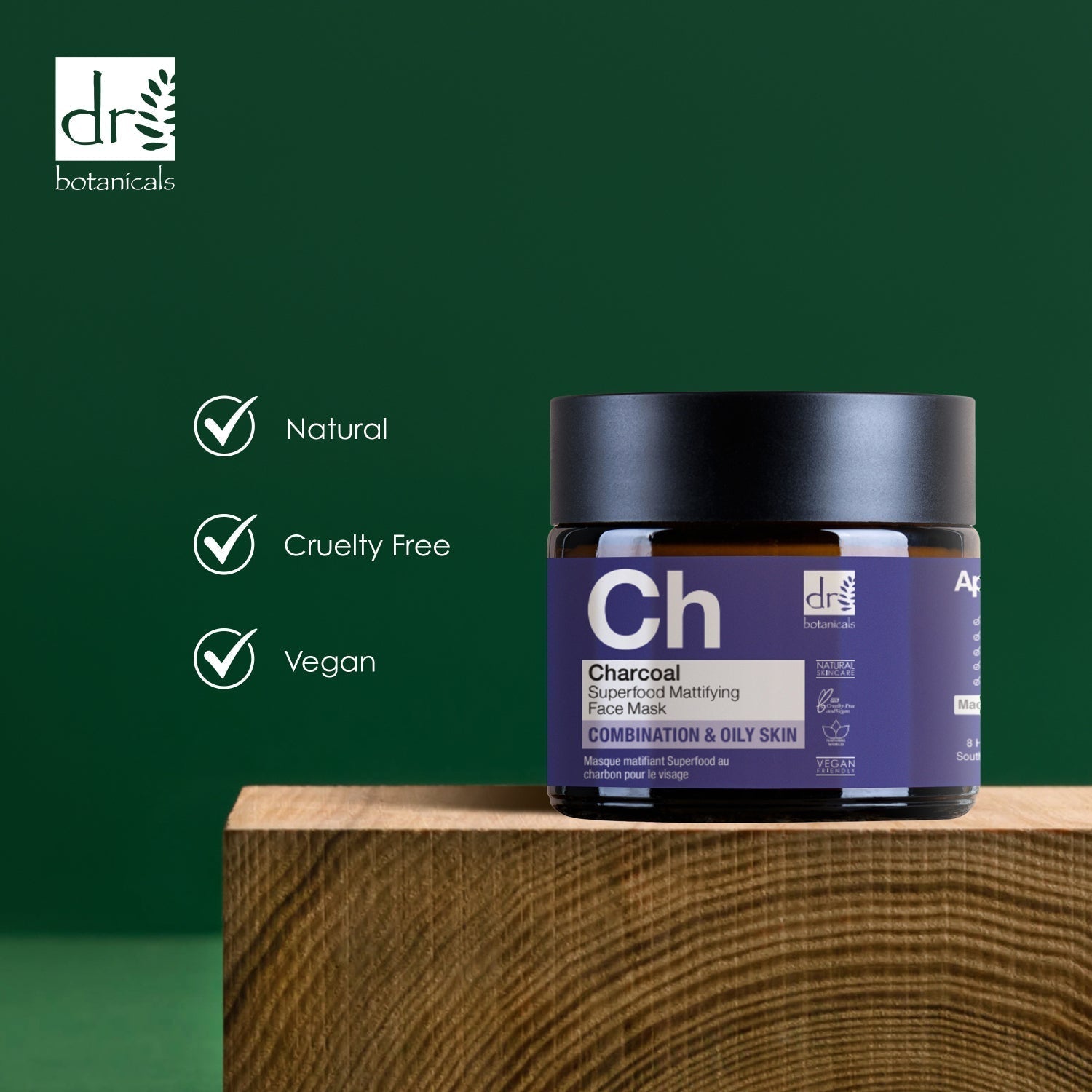 Mattierende Gesichtsmaske mit Aktivkohle und Superfood-Gesichtspflege, 60 ml