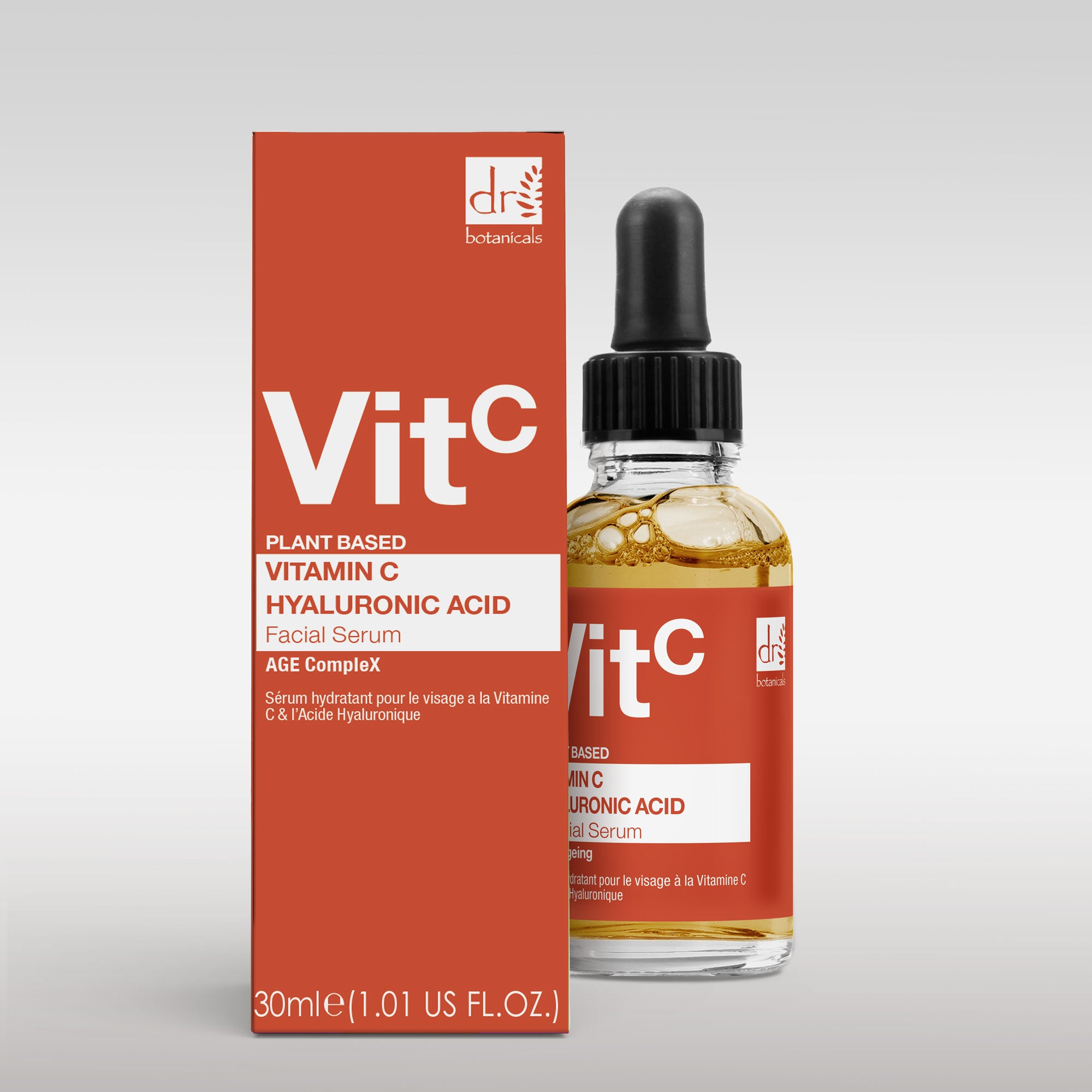 Feuchtigkeitsspendendes Gesichtsserum mit 5 % Vitamin C und 2 % Hyaluronsäure, 30 ml