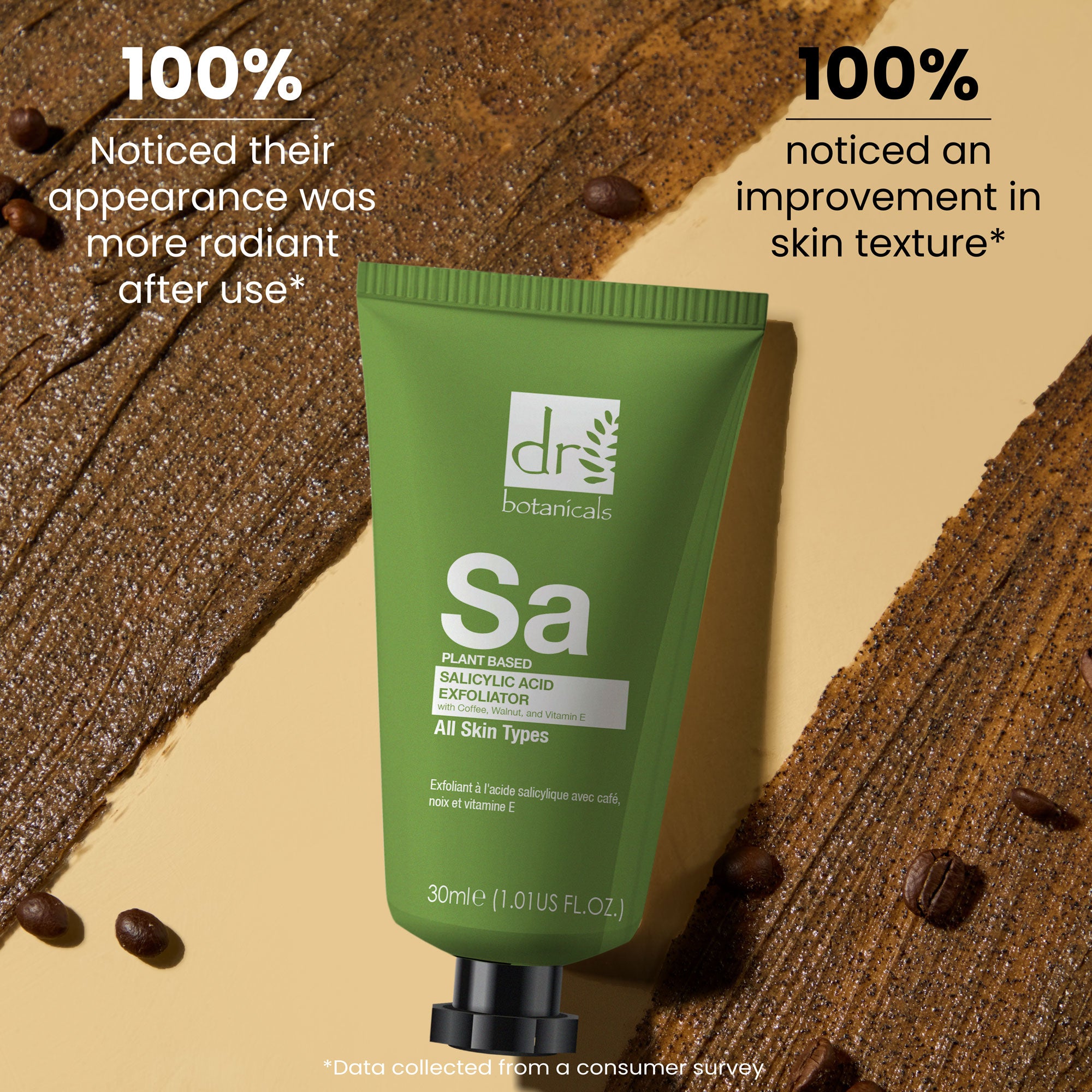 Exfoliant à l'acide salicylique avec café, noix et vitamine E 30 ml