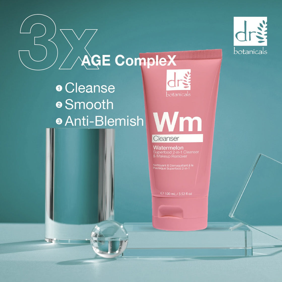 Wassermelonen-Superfood 2-in-1 Reinigungs- und Make-up-Entferner 100 ml mit Glykolsäure, Salicylsäure und Milchsäure