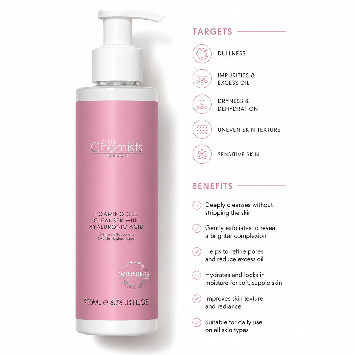 Detergente viso avanzato in gel schiumogeno con acido ialuronico 200ml