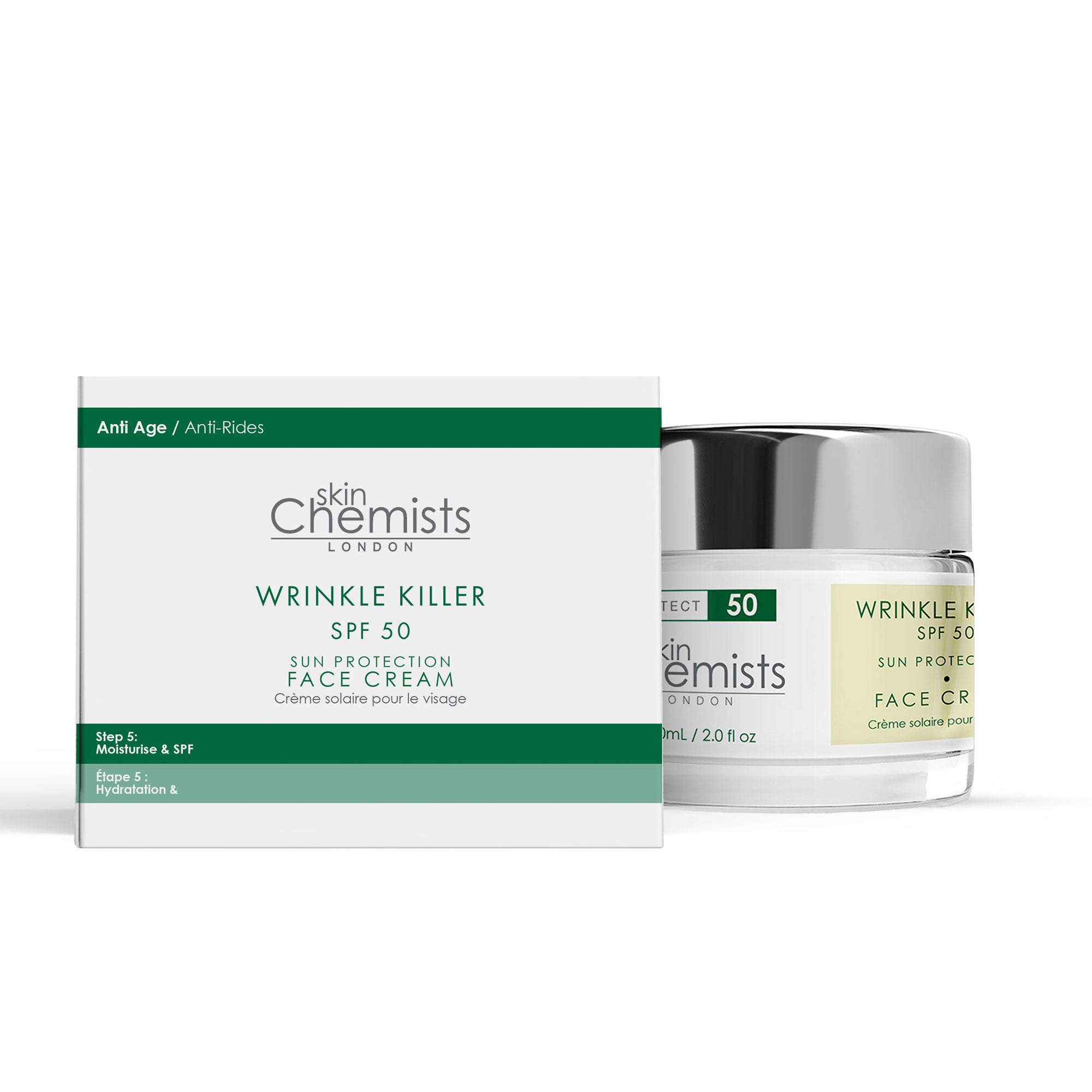 Faltenbekämpfende Tagescreme mit Sonnenschutz LSF 50, 60 ml