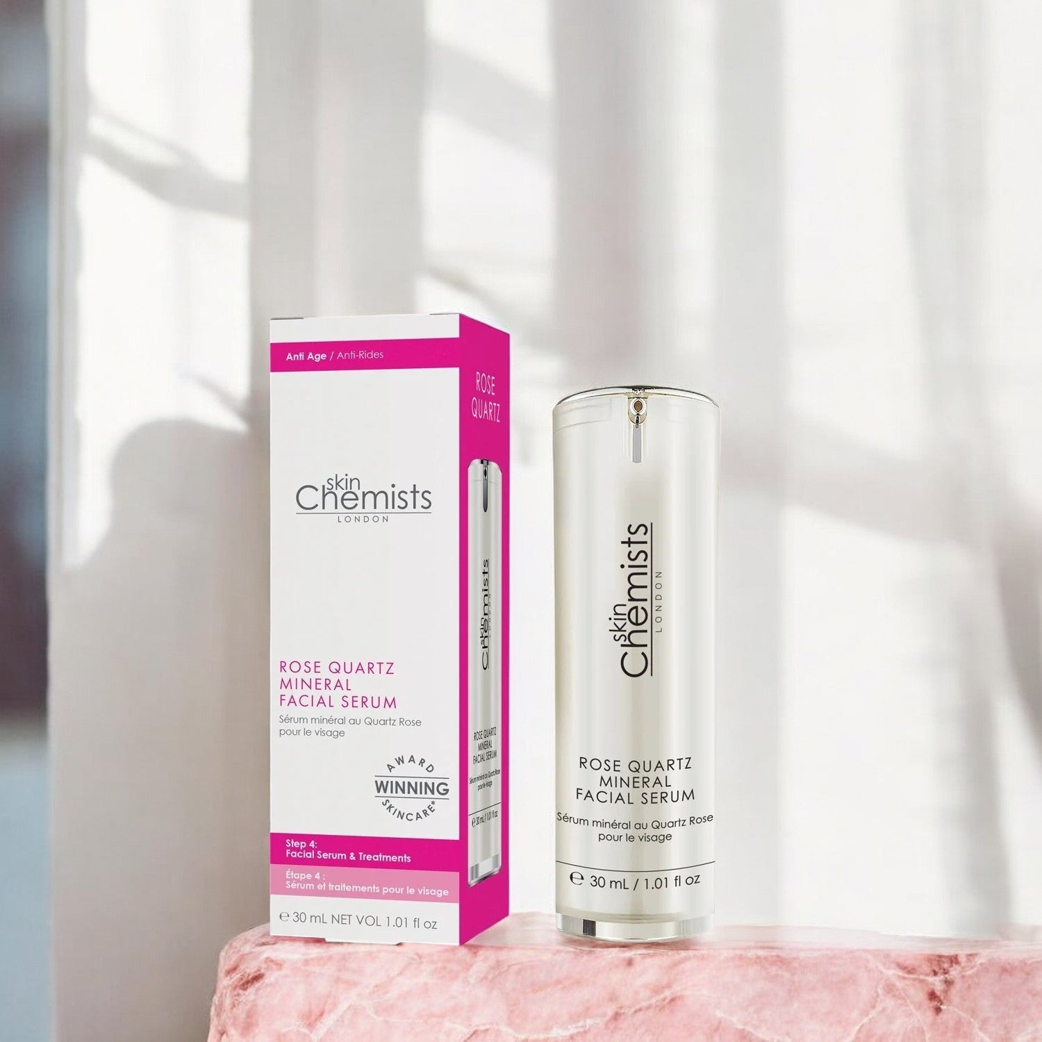 Rosenquarz-Mineralserum fürs Gesicht, 30 ml, Doppelpack