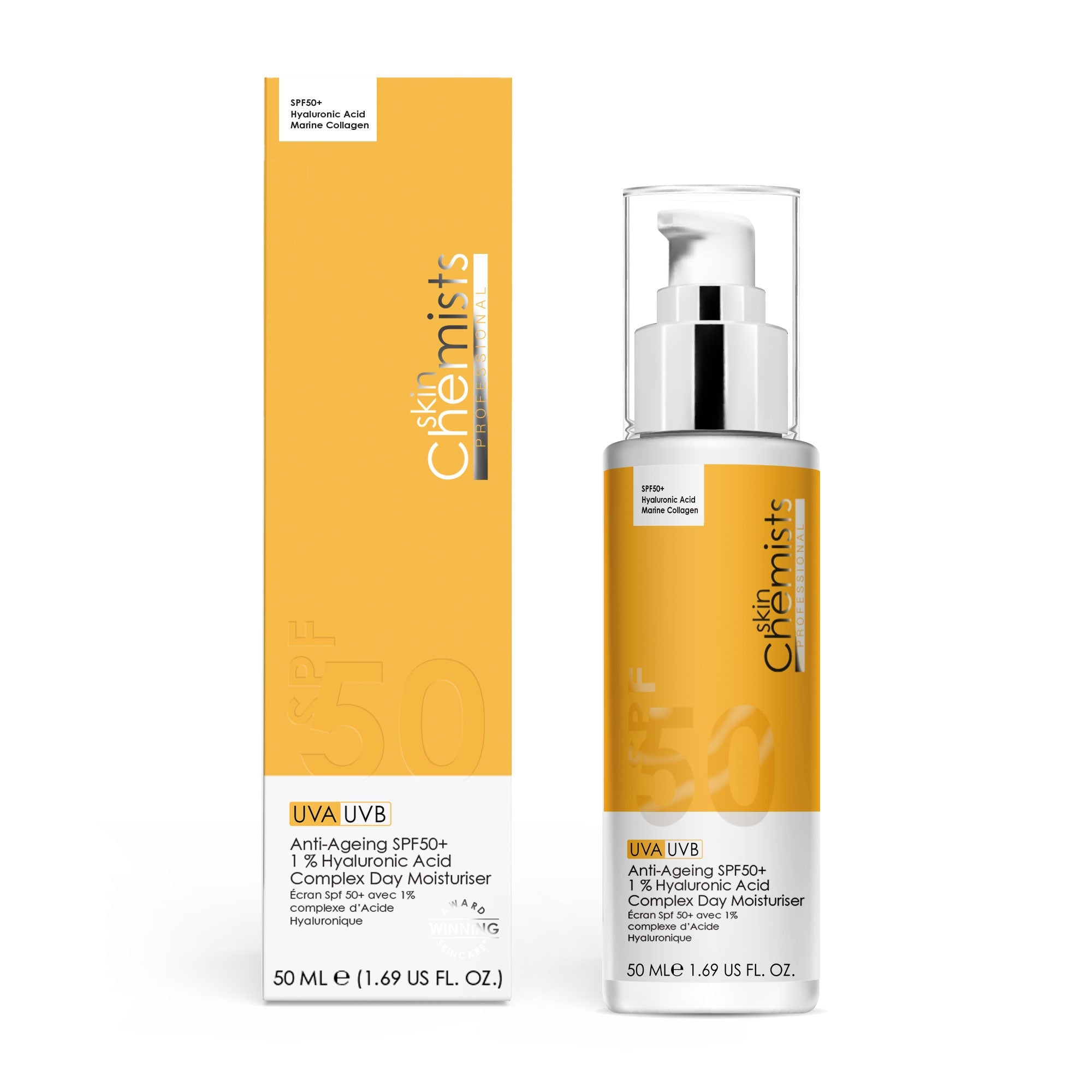 Anti-Aging Tagescreme mit LSF 50, 1 % Hyaluronsäure, 2 x 50 ml (Doppelpackung)