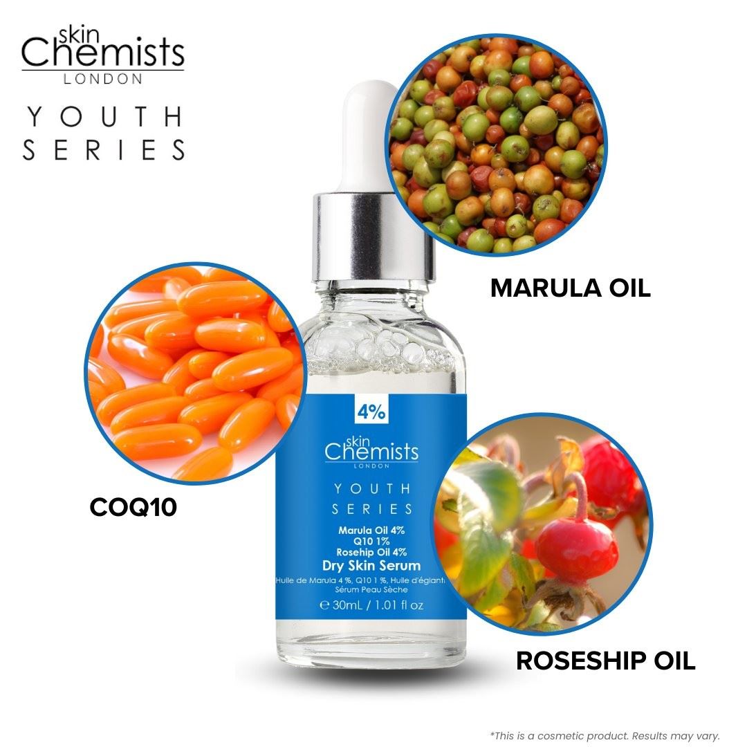 Sérum pour peaux sèches Youth Series à l'huile de marula 4 %, Q10 1 %, huile de rose musquée 4 %, 30 ml
