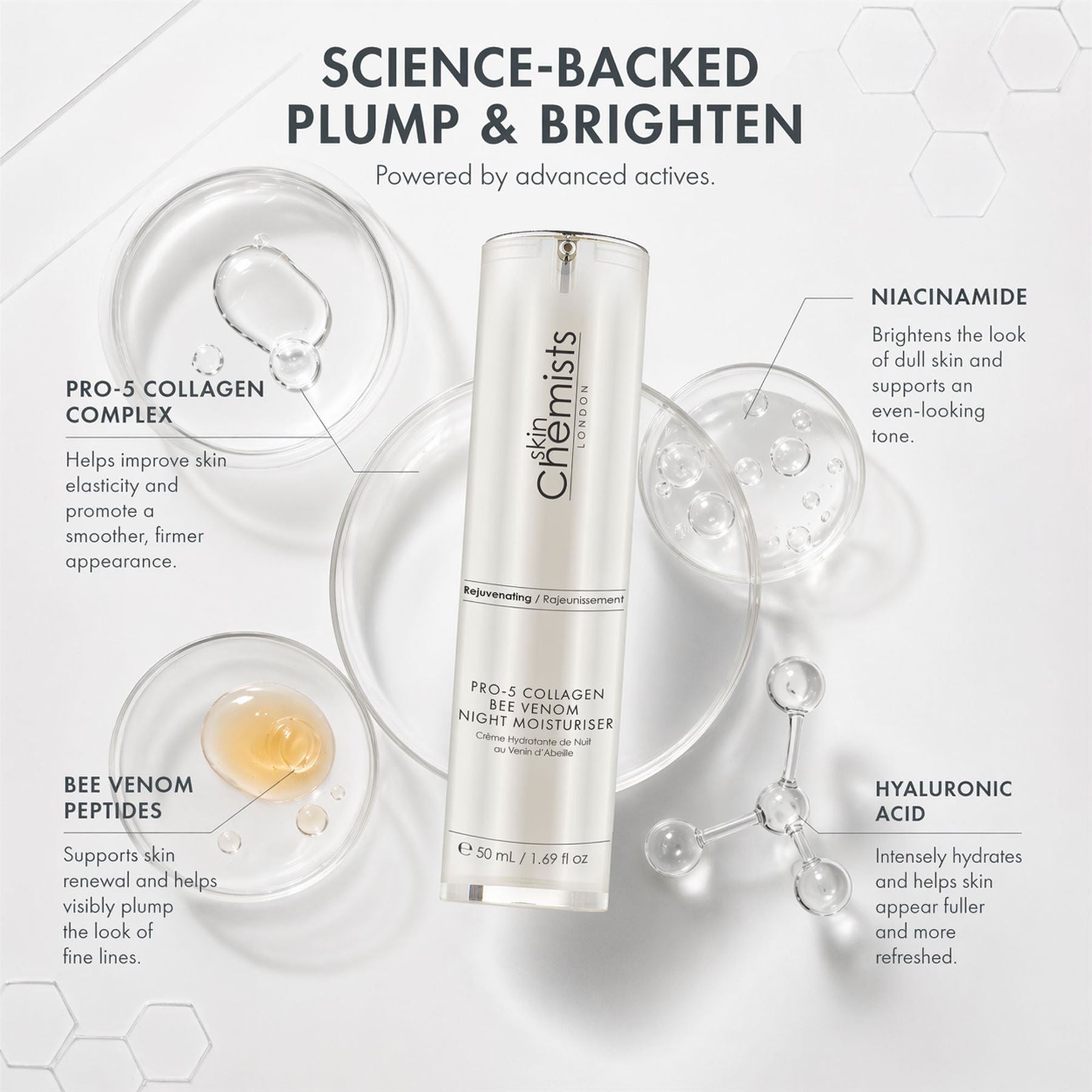 Crème de nuit anti-âge Pro-5 au collagène et au venin d'abeille 50 ml
