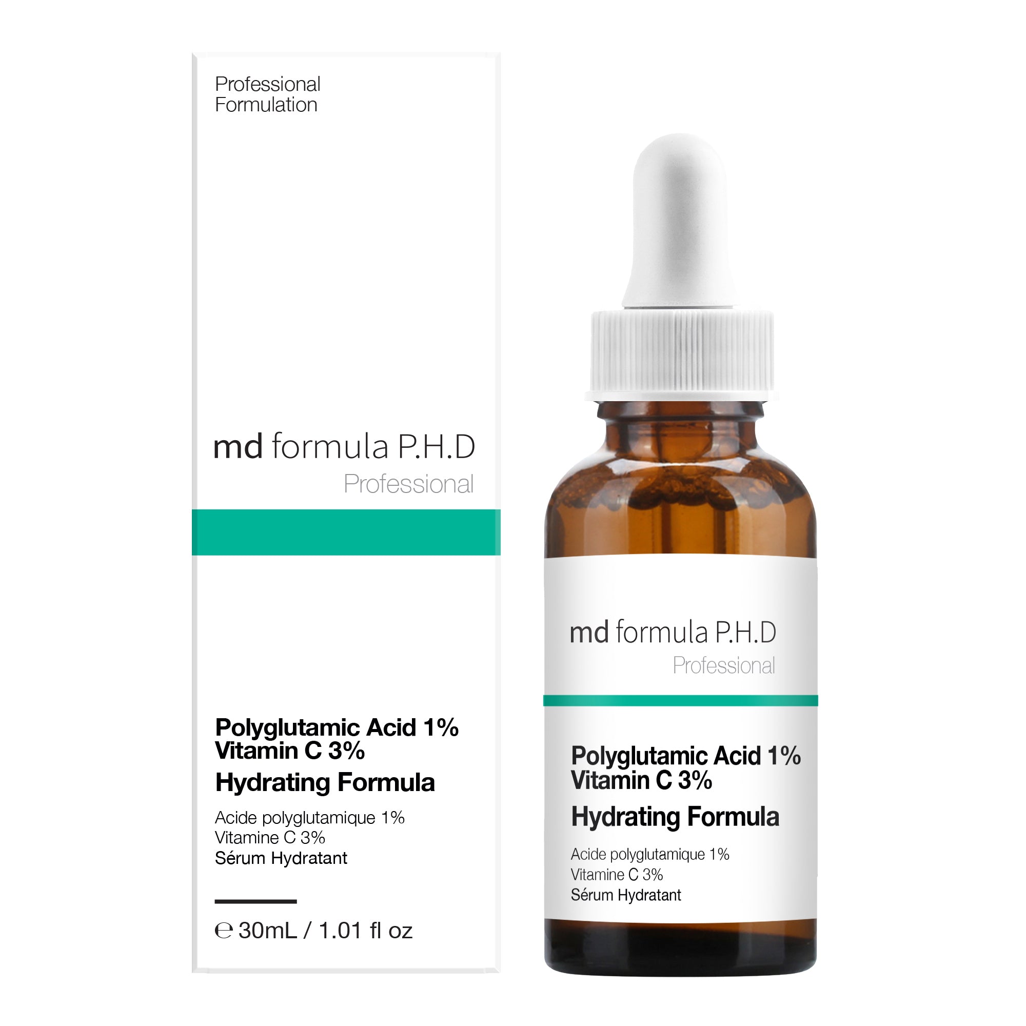 Feuchtigkeitsserum mit 1 % Polyglutaminsäure und 3 % Vitamin C, 30 ml