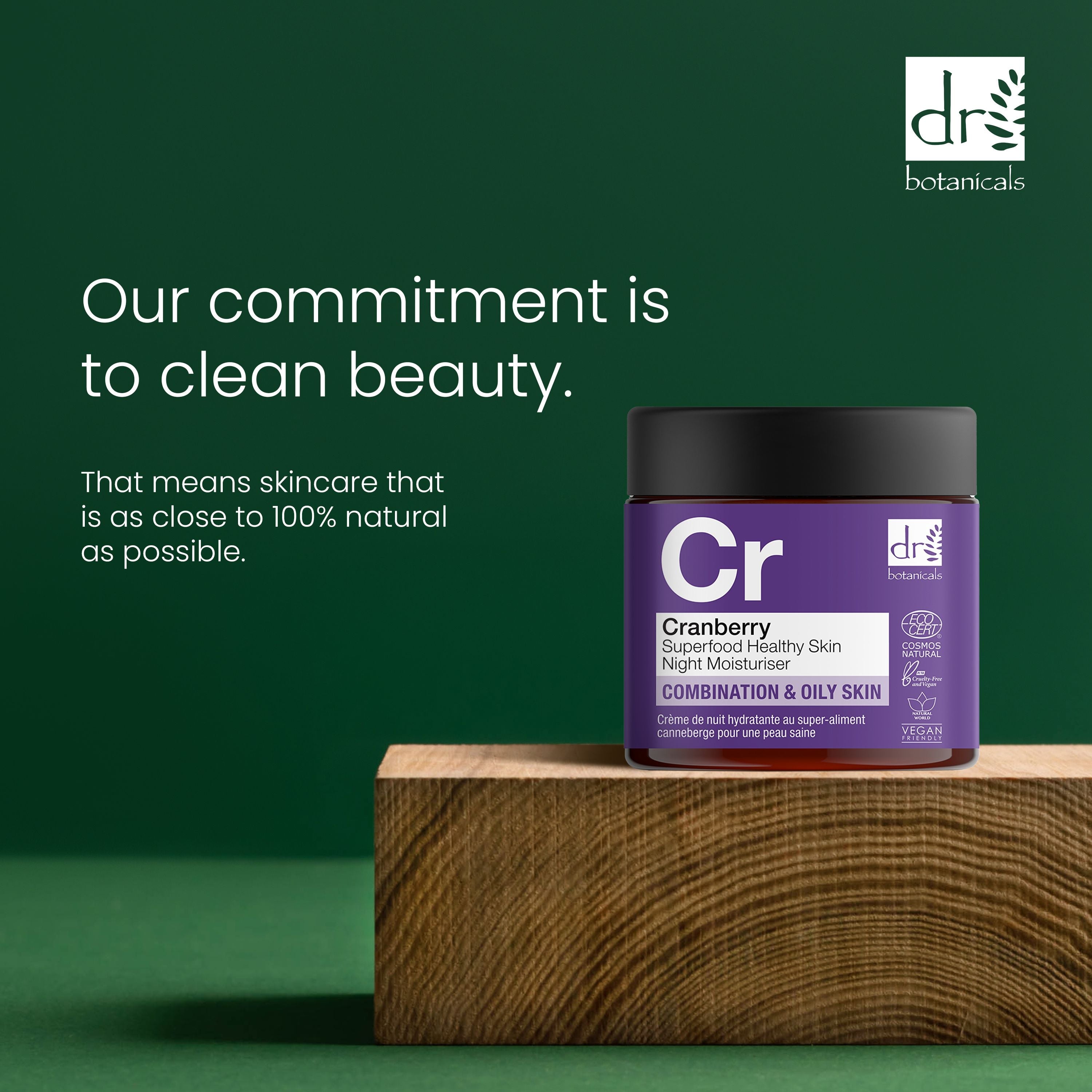 Crème de nuit hydratante à la canneberge, superaliment pour une peau saine, lot de 2 x 60 ml