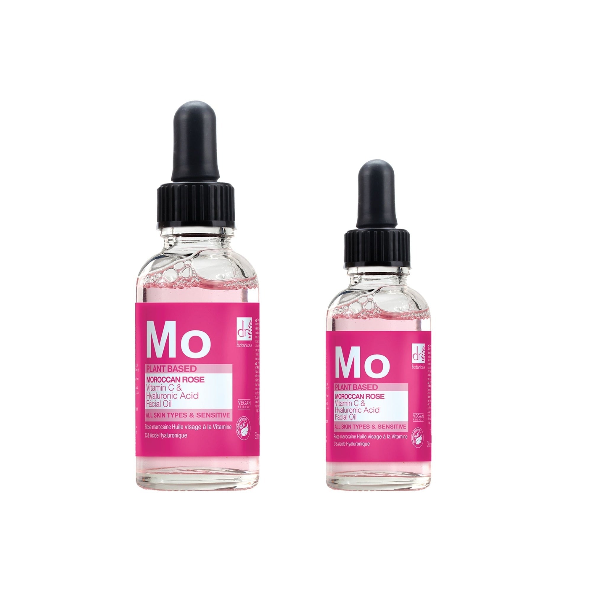 Anti-Aging-Gesichtsöl mit marokkanischer Rose, Hyaluronsäure und Vitamin C, 15 ml & 30 ml