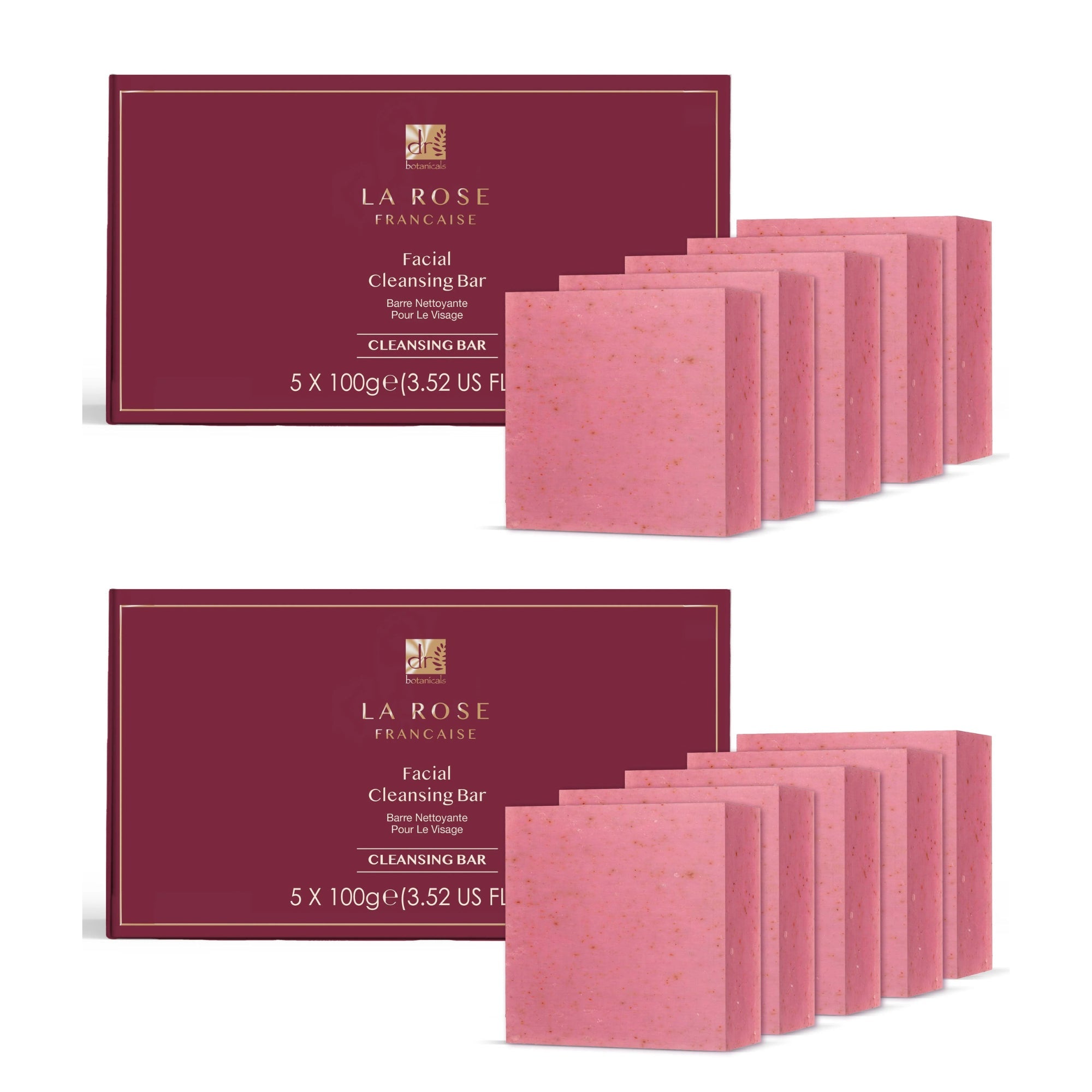 Pain nettoyant visage La Rose Française (Lot de 5) 100 g x 5, format économique.