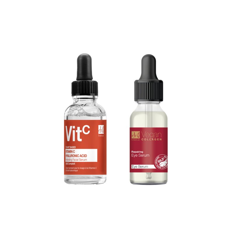 Anti-Aging-Serum mit Vitamin C und Hyaluronsäure (30 ml) + Veganes Kollagen-Augenserum (15 ml)