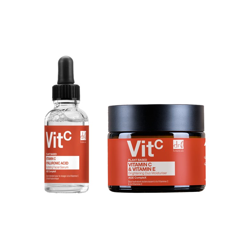 Vitamin C & Hyaluronsäure Anti-Aging Gesichtsserum 30 ml + Vitamin C & Vitamin E Aufhellende Anti-Aging Duo Feuchtigkeitscreme 60 ml