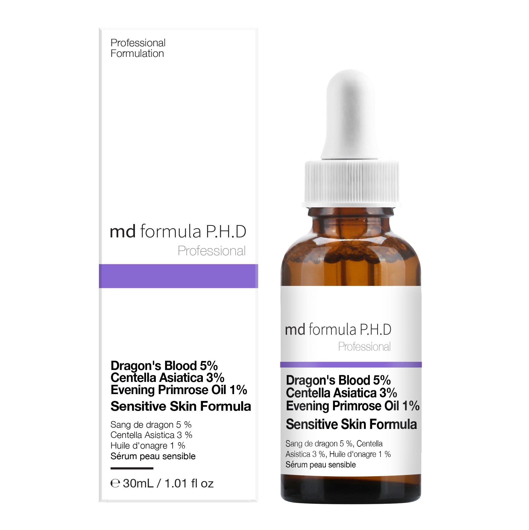 Sérum pour peaux sensibles à base de sang de dragon 5 %, de centella asiatica 3 %, d'huile d'onagre 1 % (30 ml)