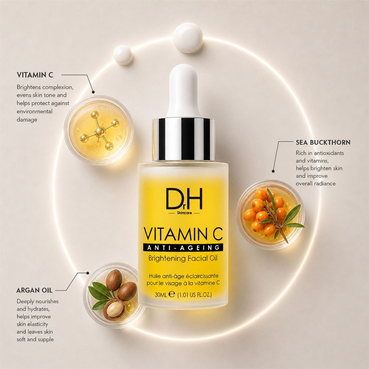 Aceite facial iluminador con vitamina C 30ml