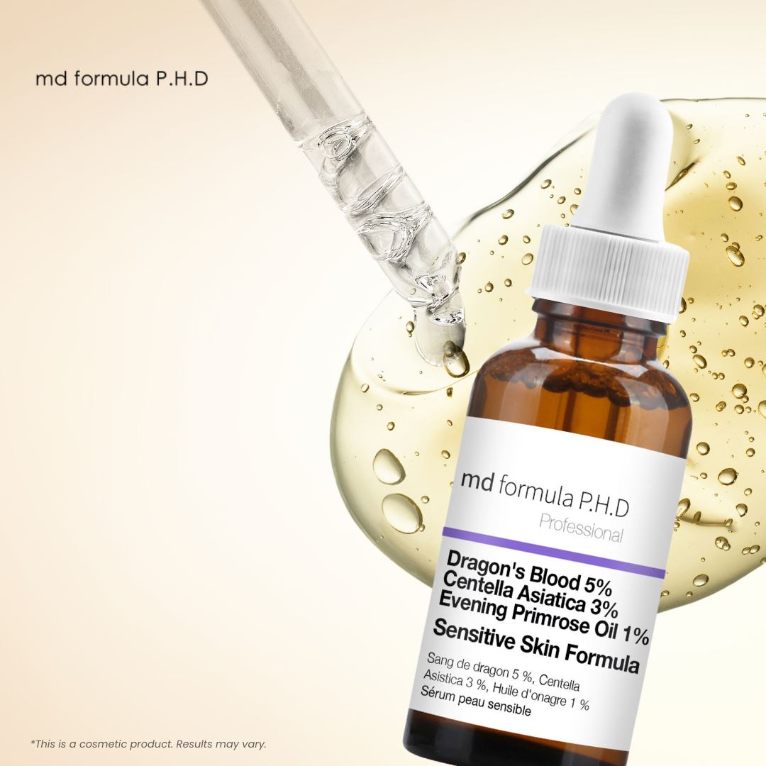 Sérum pour peaux sensibles à base de sang de dragon 5 %, de centella asiatica 3 %, d'huile d'onagre 1 % (30 ml)