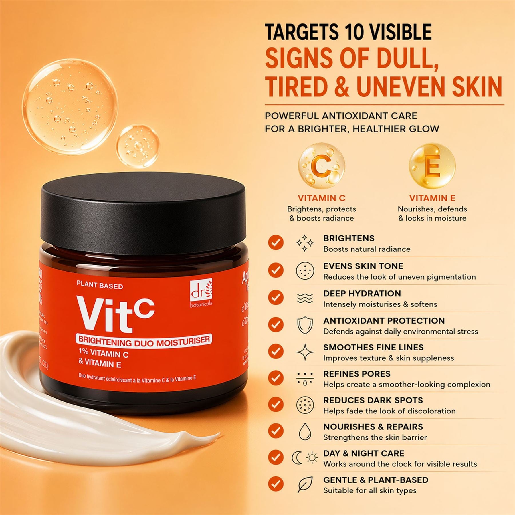 Soin hydratant duo éclaircissant à 1 % de vitamine C et vitamine E 60 ml