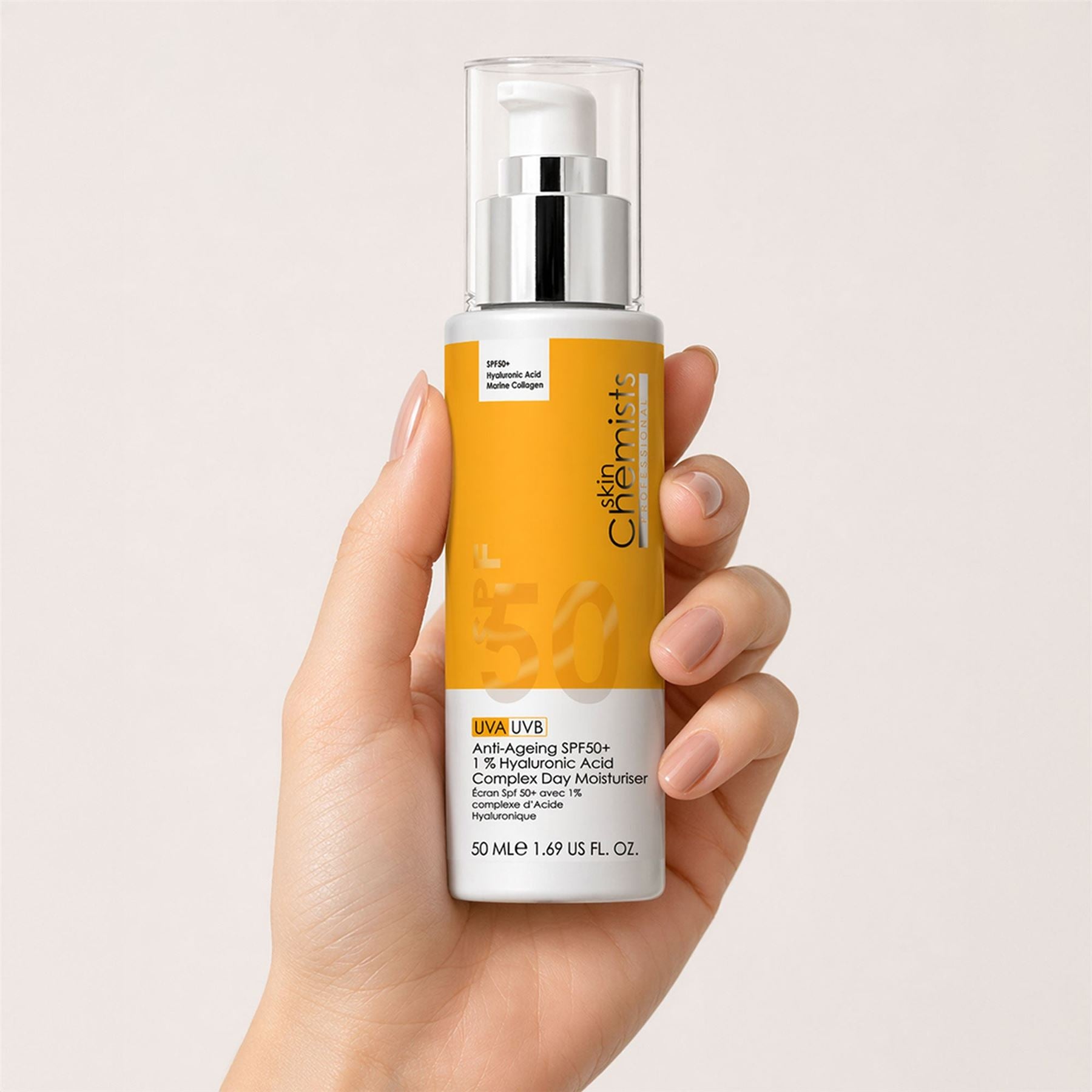 Anti-Aging Tagescreme mit LSF 50, 1 % Hyaluronsäure, 50 ml