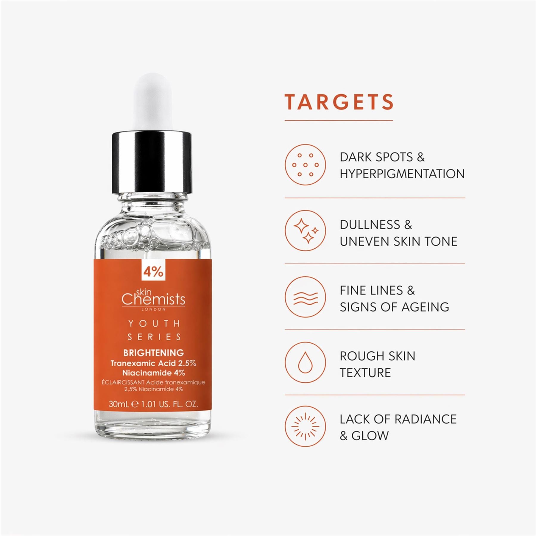 Youth Series Aufhellendes Serum mit 2,5 % Tranexamsäure und 4 % Niacinamid, 30 ml