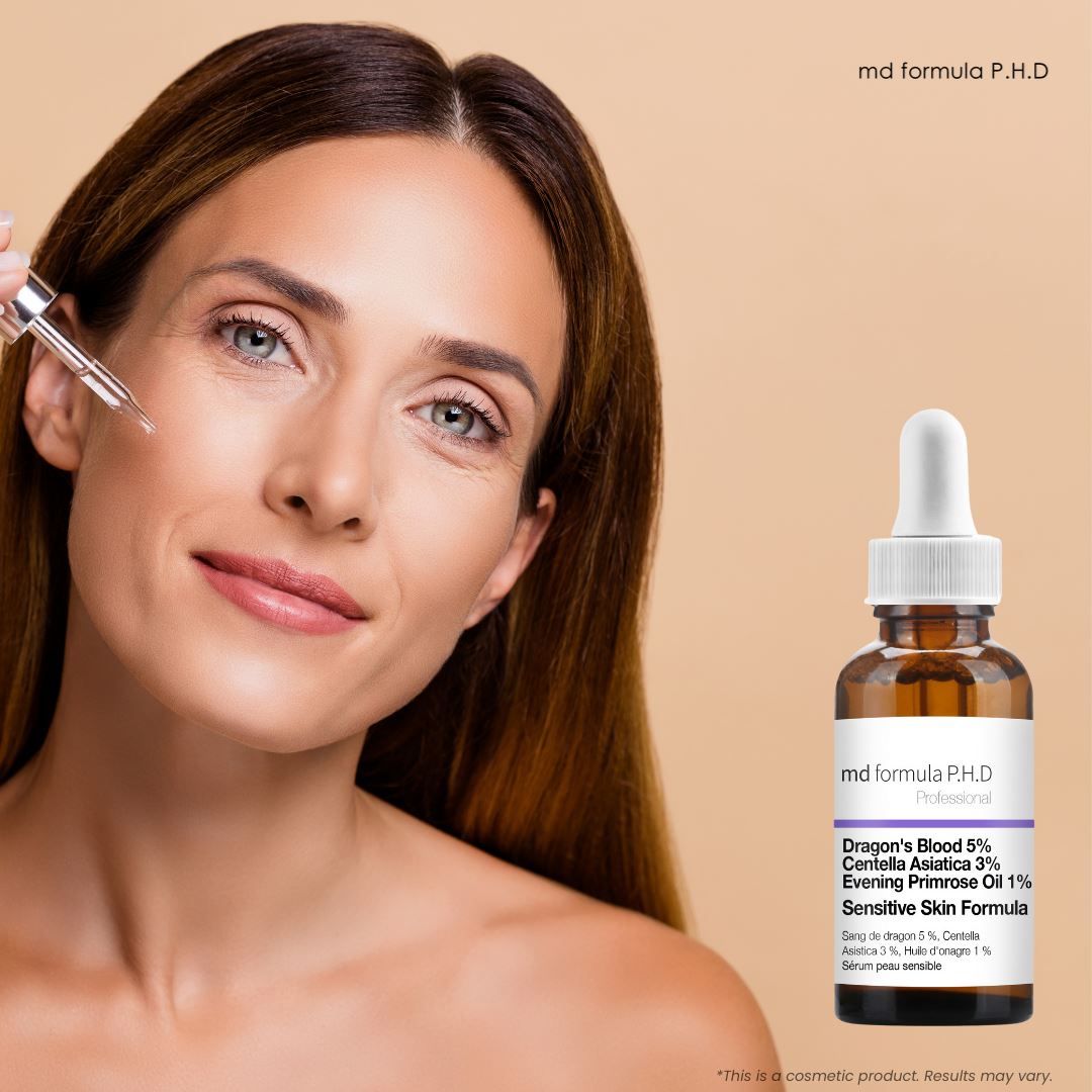 Sérum pour peaux sensibles à base de sang de dragon 5 %, de centella asiatica 3 %, d'huile d'onagre 1 % (30 ml)