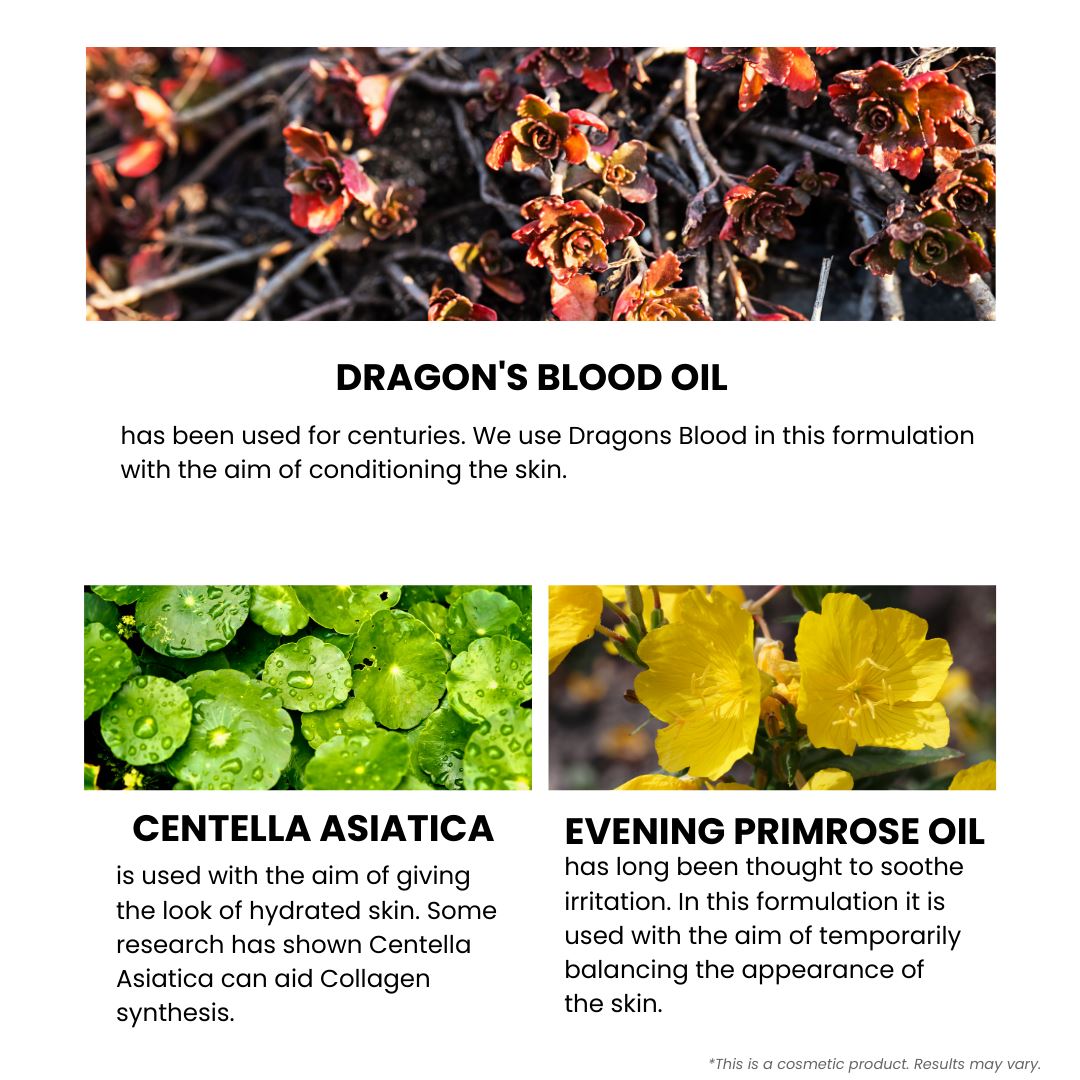 Sérum pour peaux sensibles à base de sang de dragon 5 %, de centella asiatica 3 %, d'huile d'onagre 1 % (30 ml)