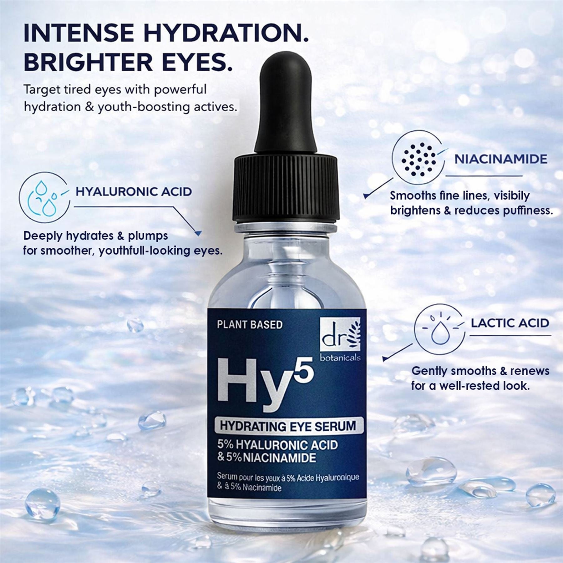 Feuchtigkeitsspendendes Augenserum mit 5 % Hyaluronsäure und 5 % Niacinamid, 15 ml