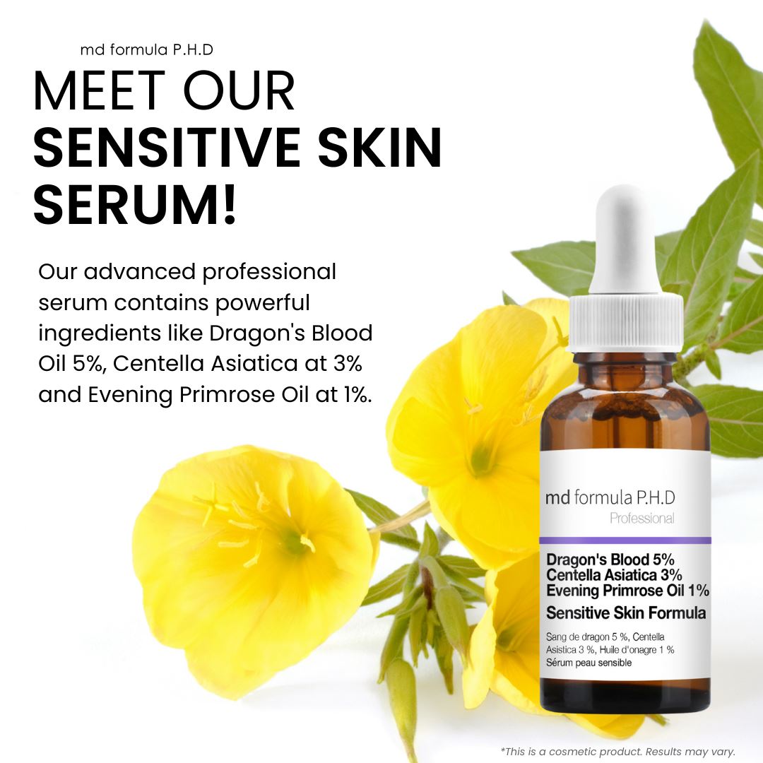 Sérum pour peaux sensibles à base de sang de dragon 5 %, de centella asiatica 3 %, d'huile d'onagre 1 % (30 ml)