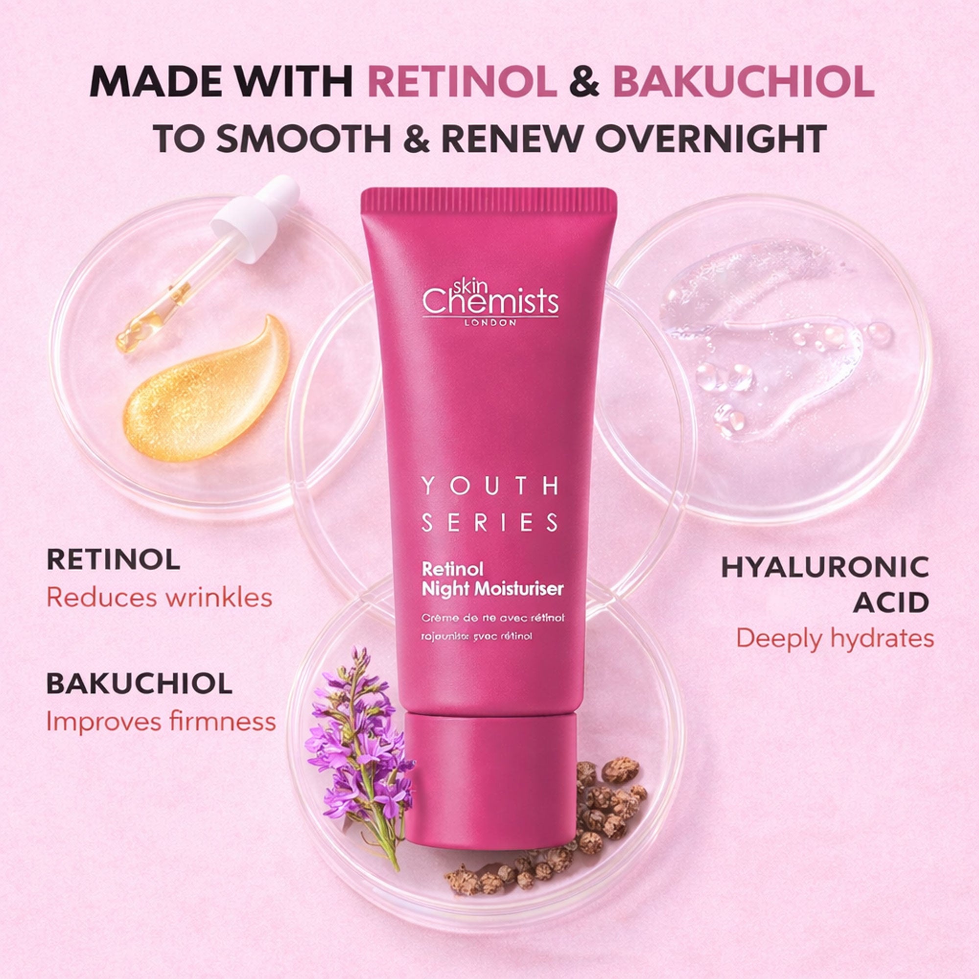 skinChemists Retinol Bakuchiol Nachtcreme Anti-Aging 50ml