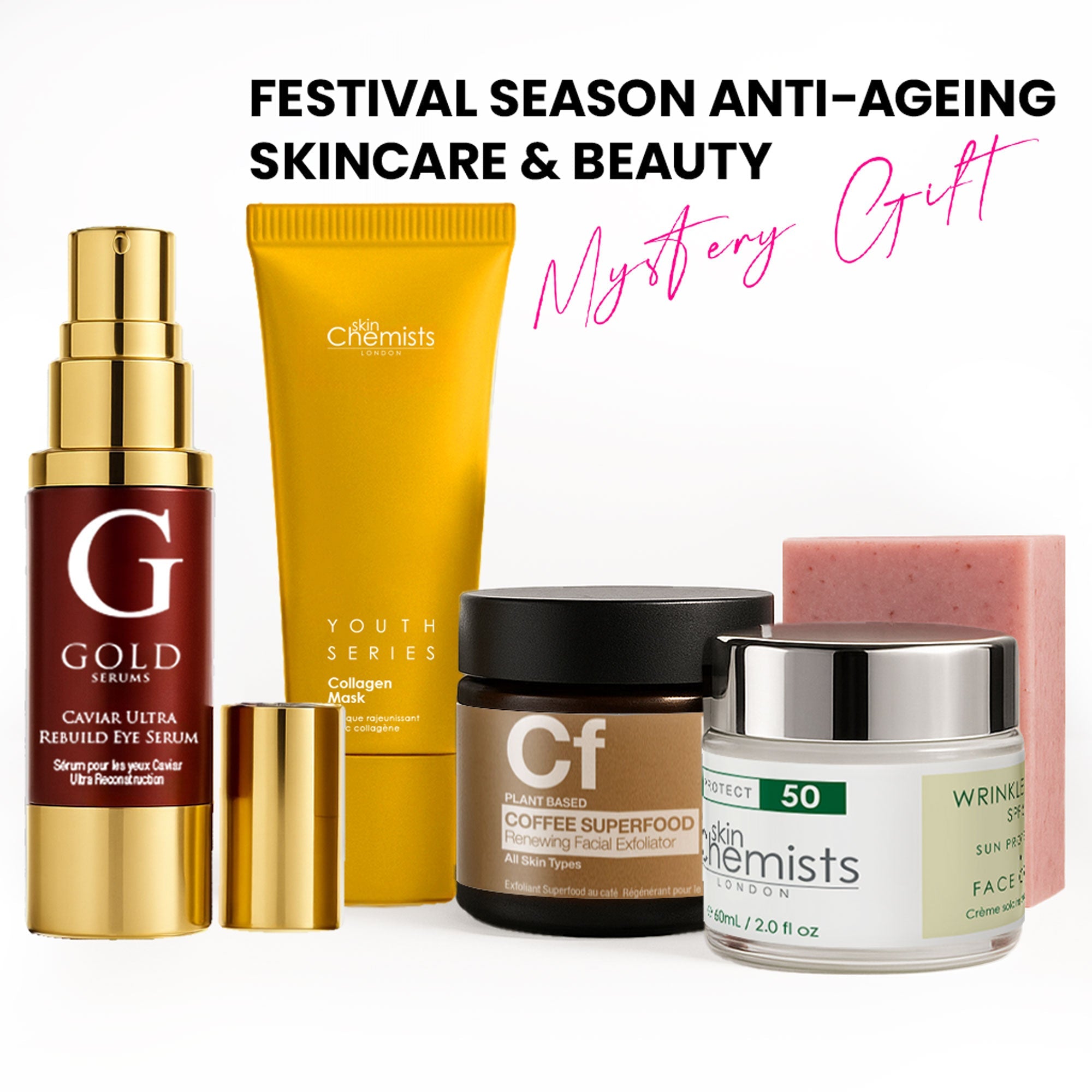 Überraschungsbox mit Anti-Aging-Hautpflege und Beauty-Produkten für die Festivalsaison