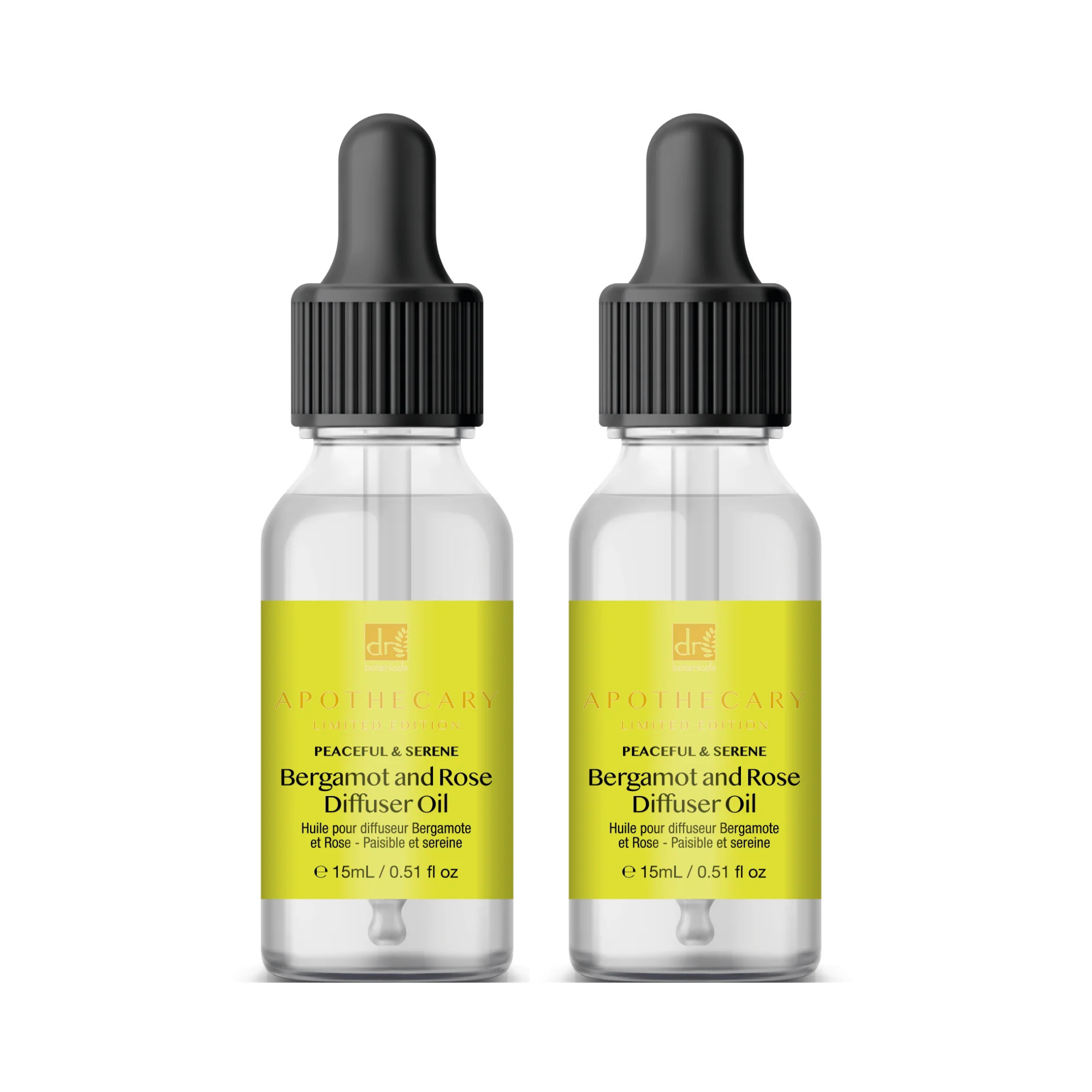Friedliches und heiteres Bergamotte- und Rosen-Diffusoröl, 15 ml, Doppelpack zum Sparen