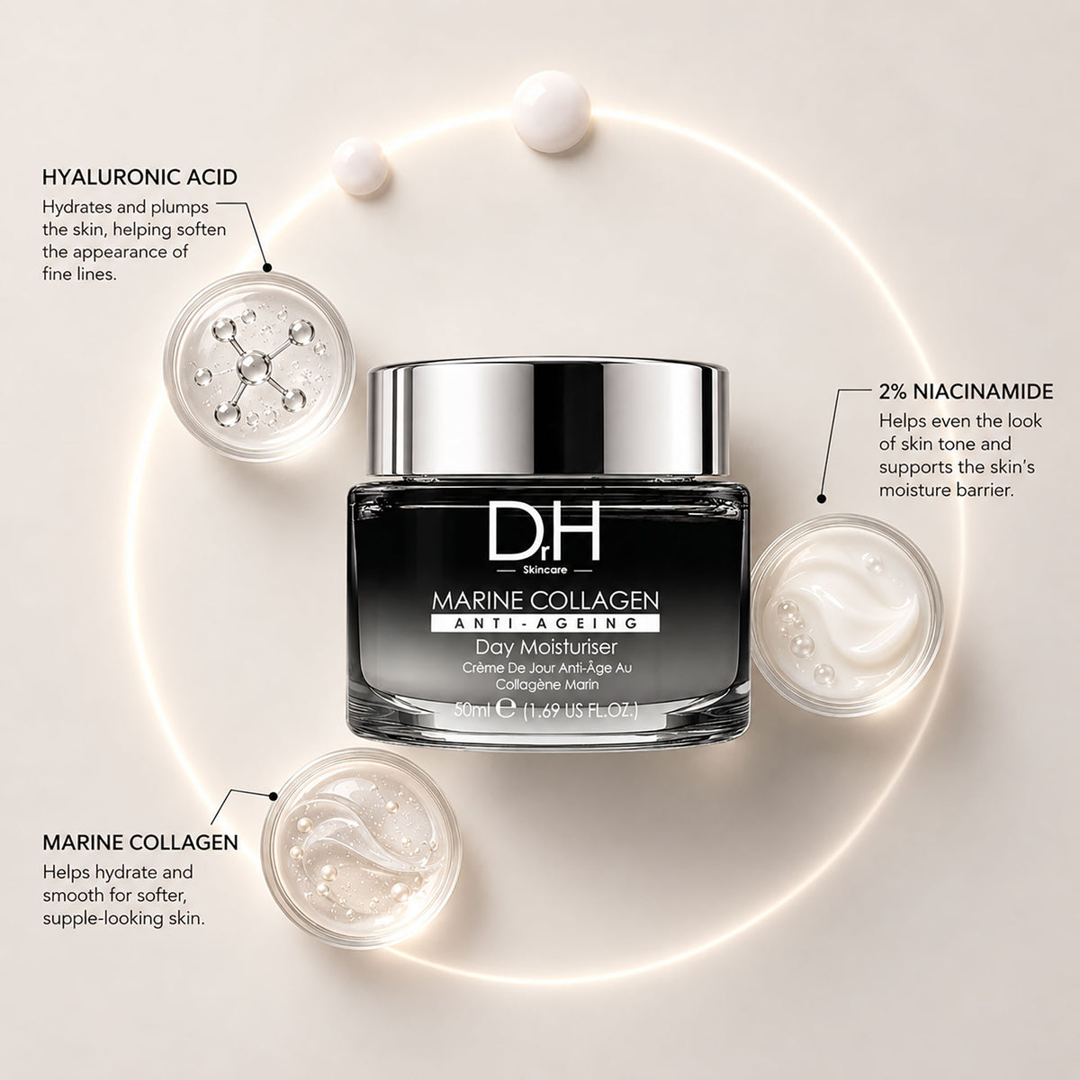 Crème hydratante de nuit au collagène marin 50ml