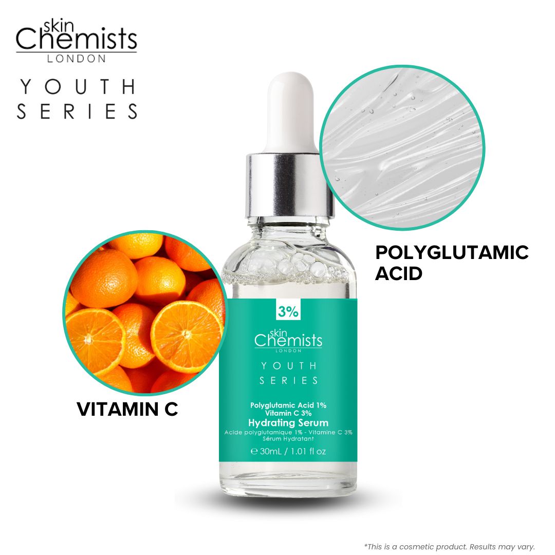 Youth Series Feuchtigkeitsserum mit 1 % Polyglutaminsäure und 3 % Vitamin C, 2 x 30 ml (Doppelpackung)
