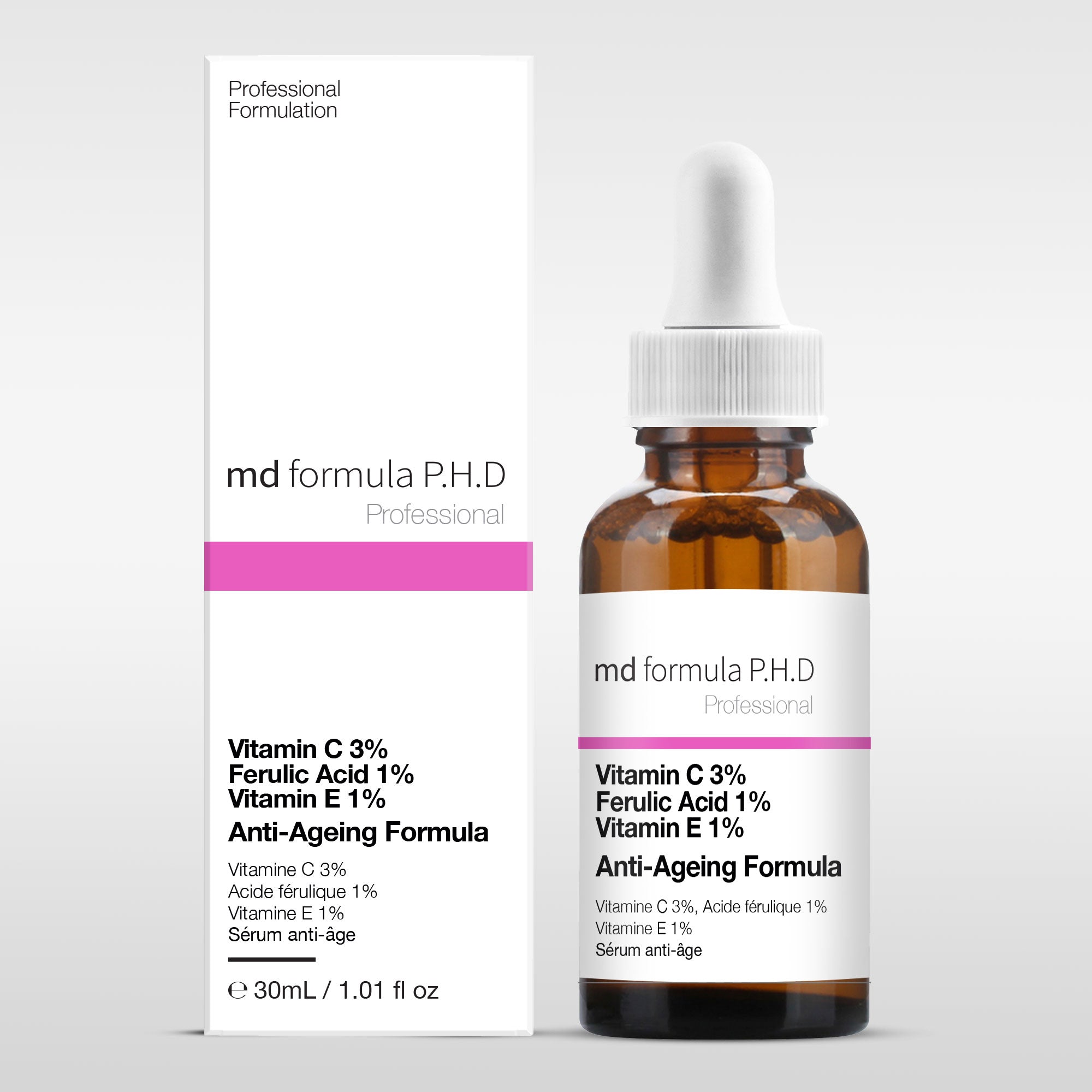 Anti-Aging-Serum mit 3 % Vitamin C, 1 % Ferulasäure und 1 % Vitamin E, 30 ml