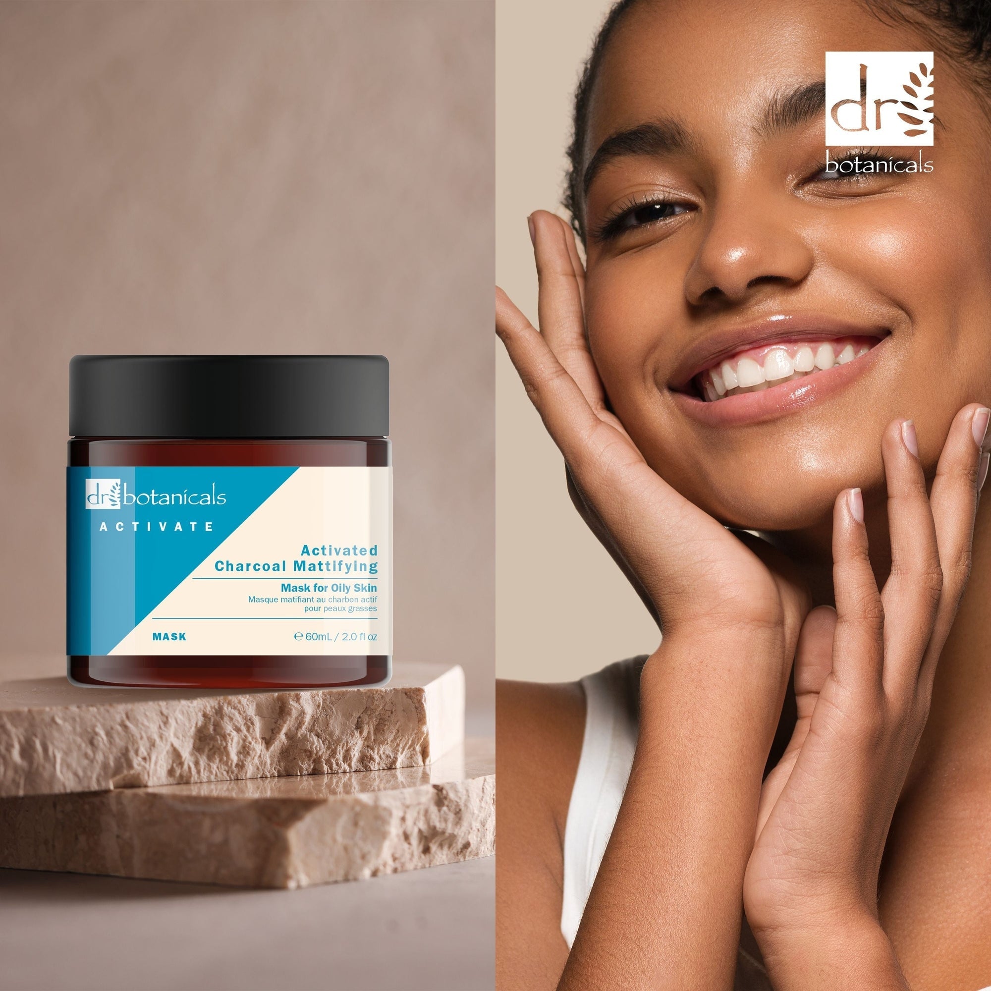 Mattierende Aktivkohle-Maske für fettige Haut, 60 ml Doppelpackung