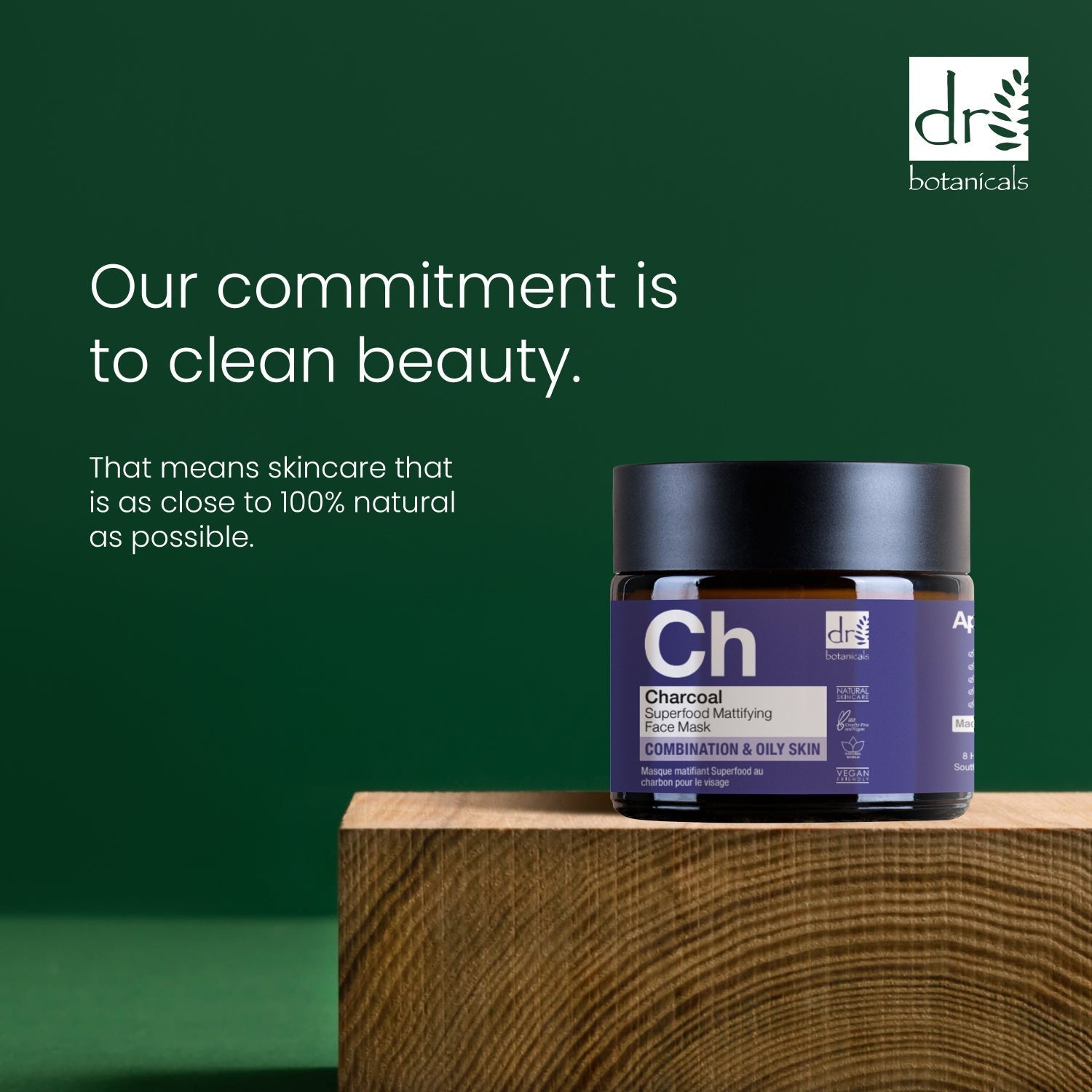 Mattierende Gesichtsmaske mit Aktivkohle und Superfood-Gesichtspflege, 60 ml