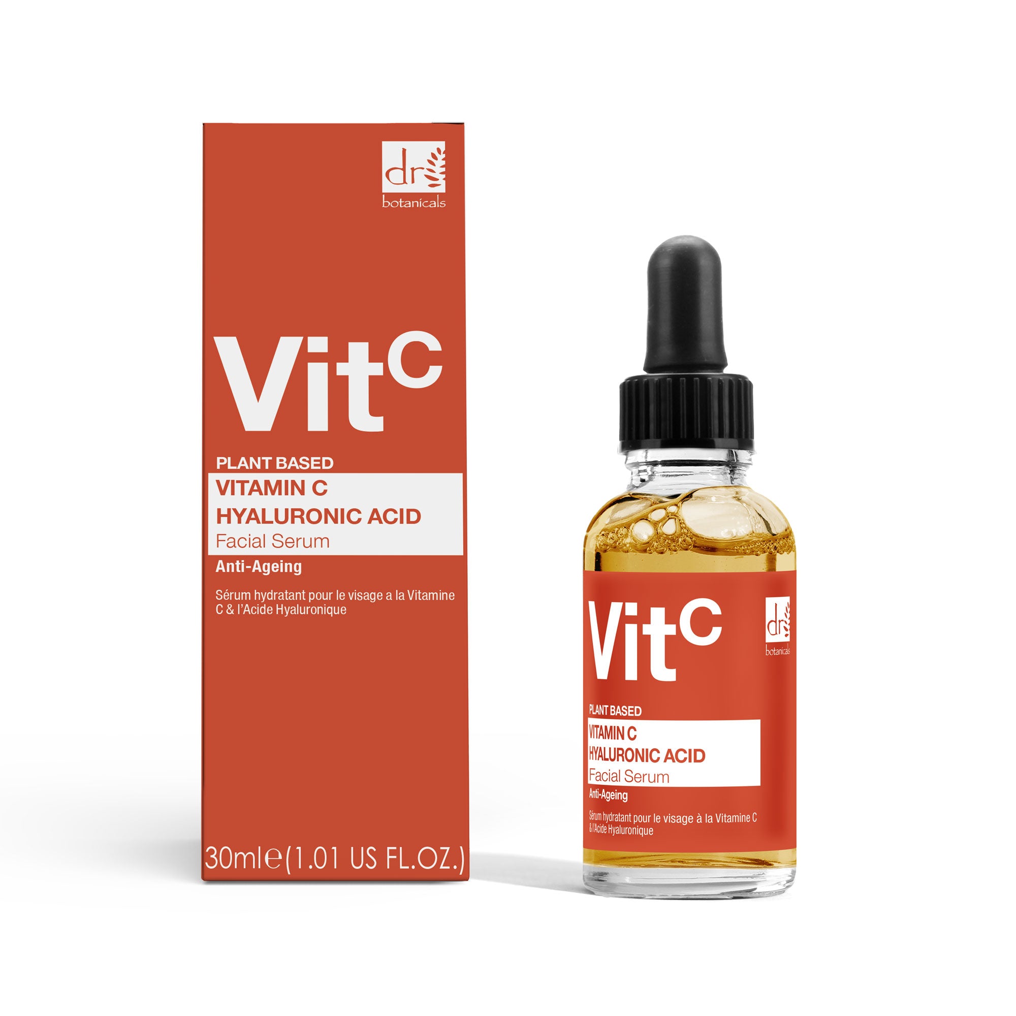 Feuchtigkeitsspendendes Gesichtsserum mit 5 % Vitamin C und 2 % Hyaluronsäure, 30 ml