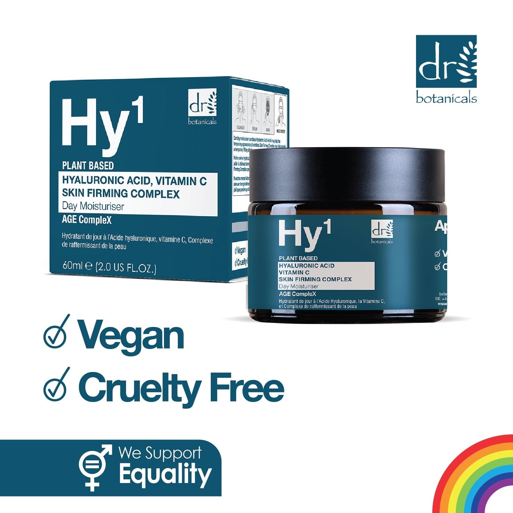 Crème de jour 60 ml à l'acide hyaluronique 1 %, à la vitamine C 1 % et au complexe raffermissant 1 %