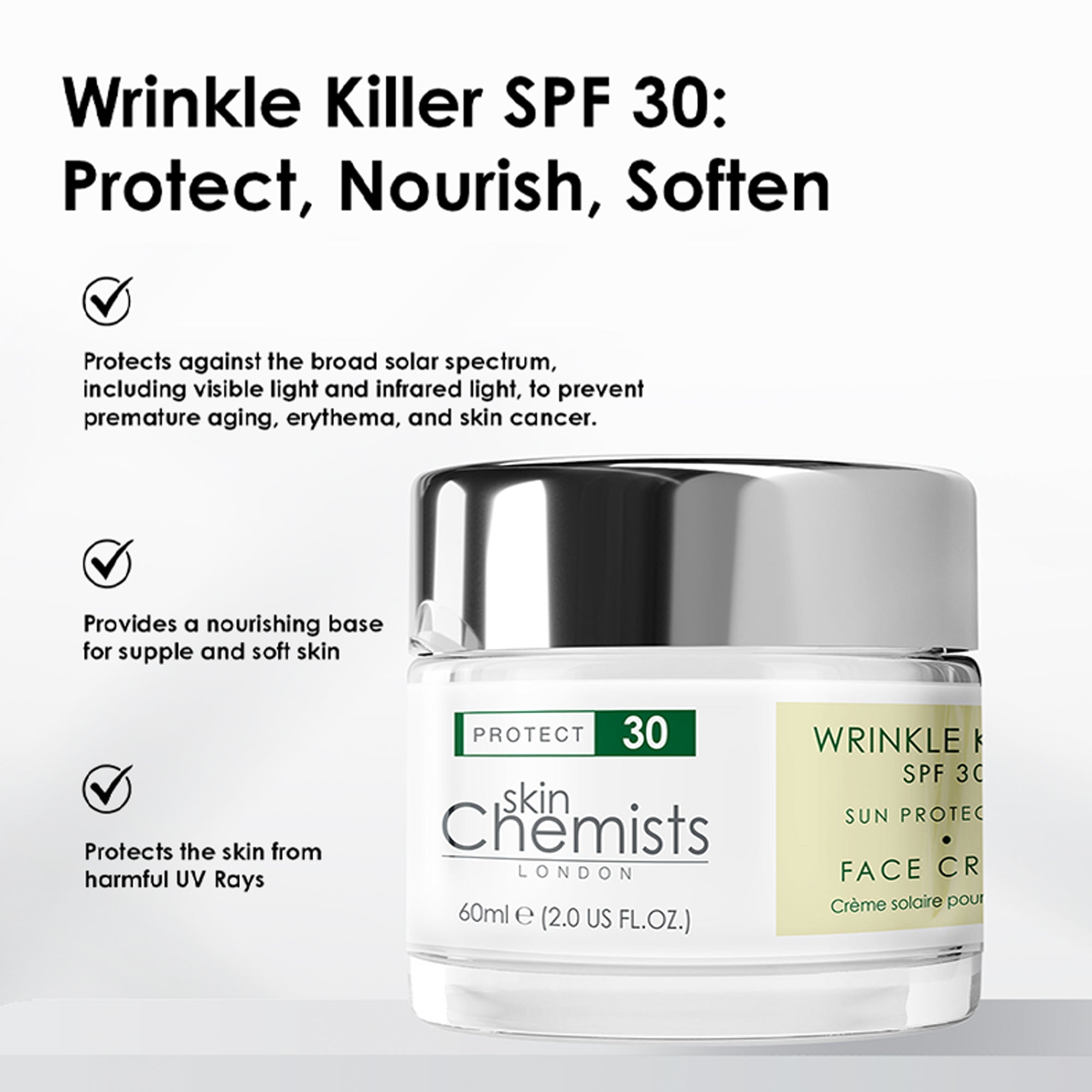 Faltenbekämpfende Tagescreme mit Sonnenschutz LSF 30, 2 x 60 ml, Doppelpackung